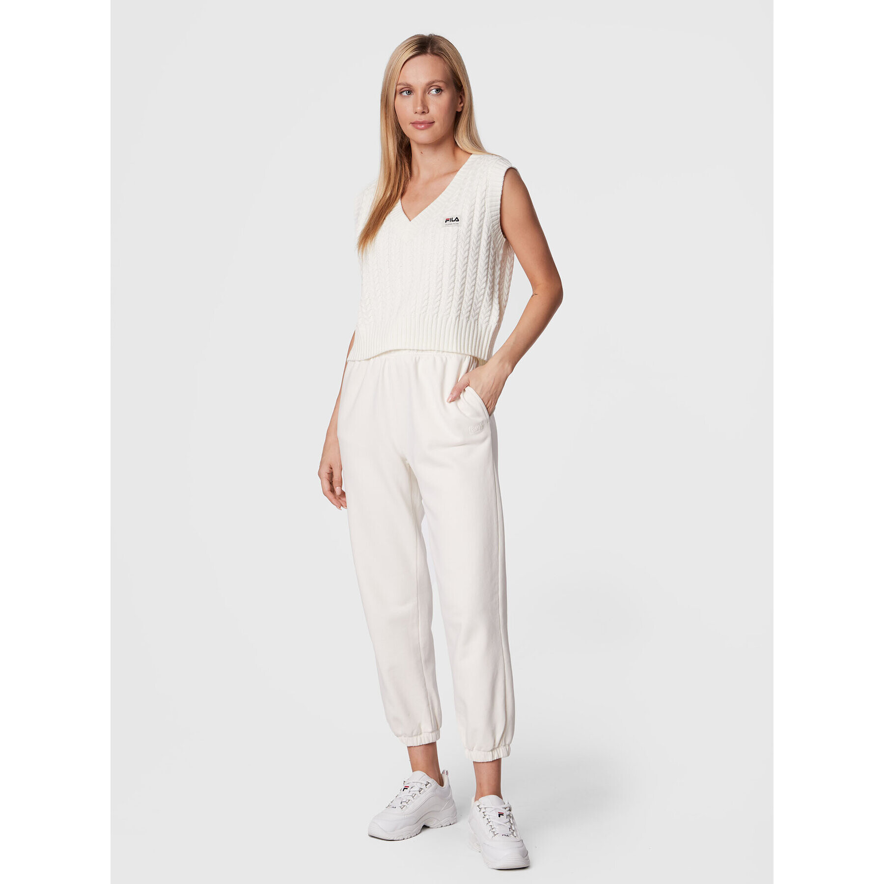 Fila Пуловер Terragona FAW0235 Бял Regular Fit - Pepit.bg