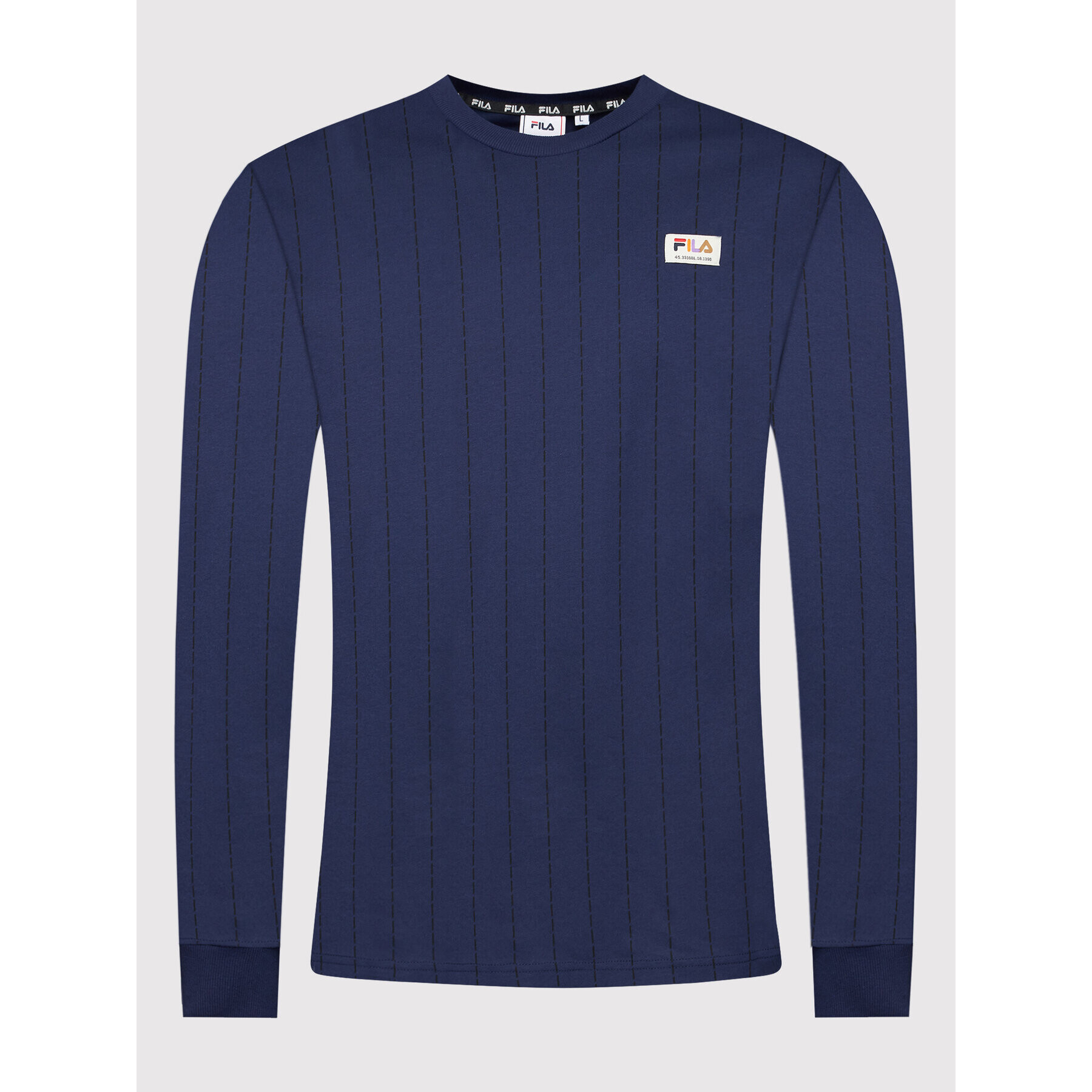 Fila Тениска с дълъг ръкав Tarent Aop Pinstripe FAM0026 Тъмносин Regular Fit - Pepit.bg