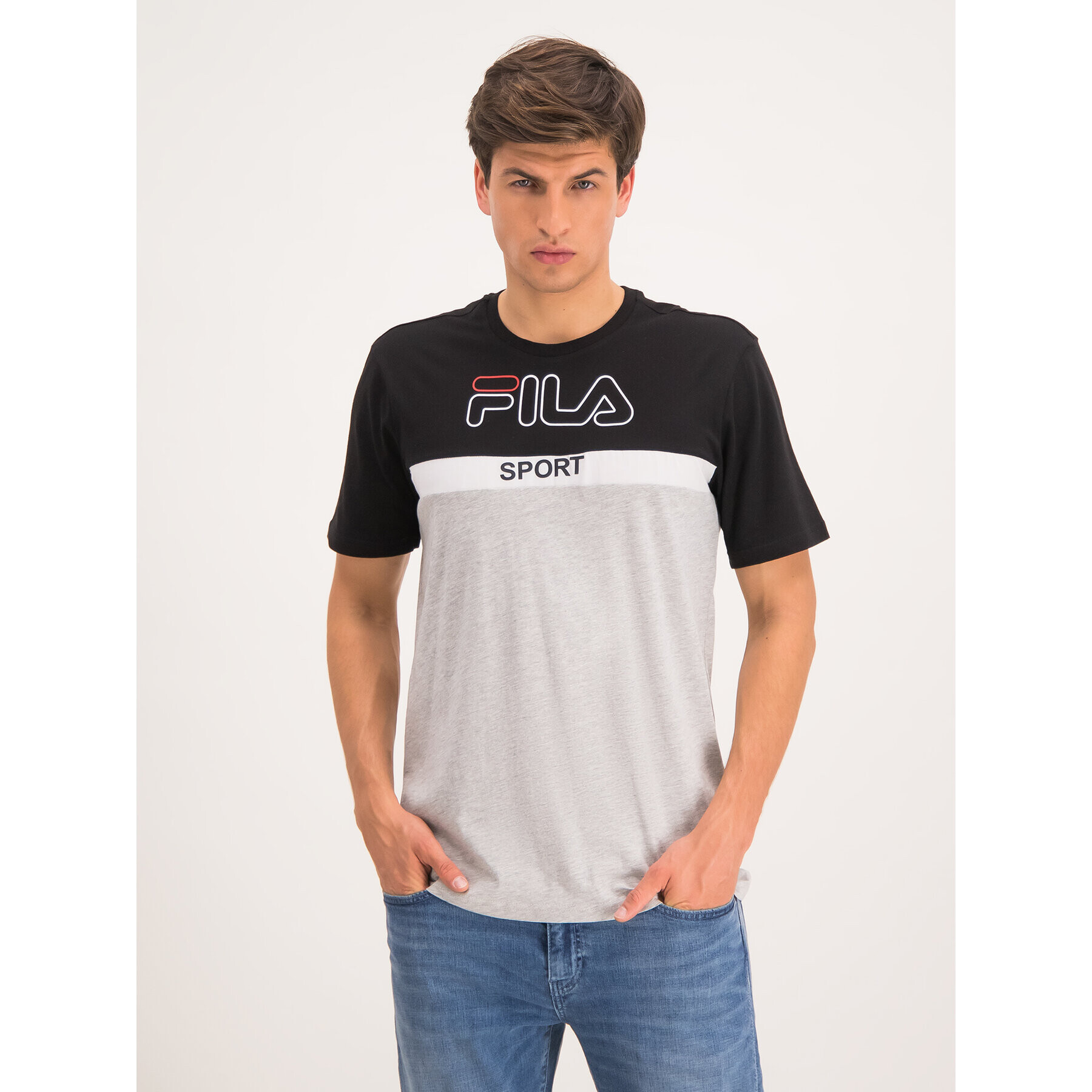 Fila Тишърт Manning Block 682859 Сив Regular Fit - Pepit.bg