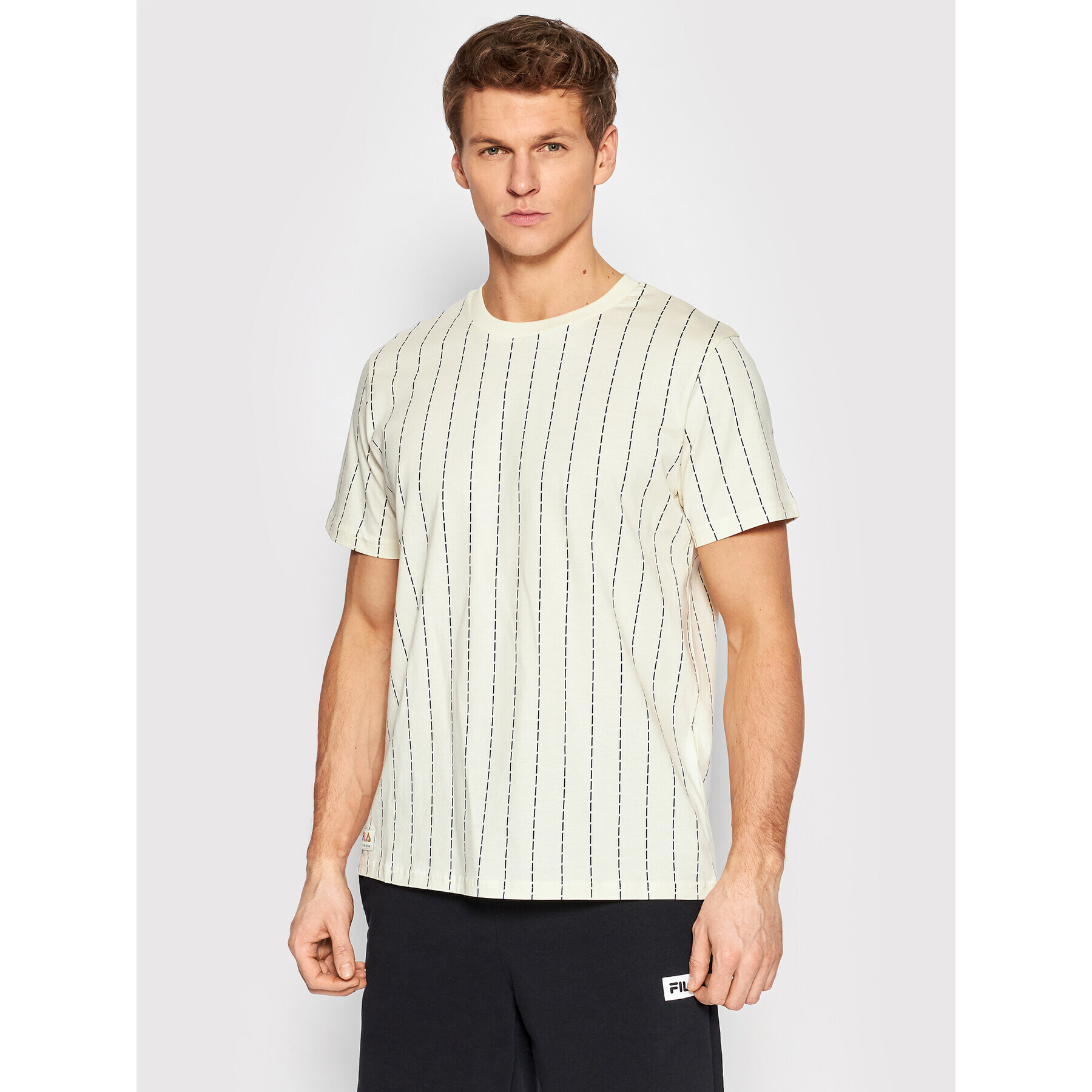 Fila Тишърт Tanum Pinstripe FAM0027 Жълт Regular Fit - Pepit.bg