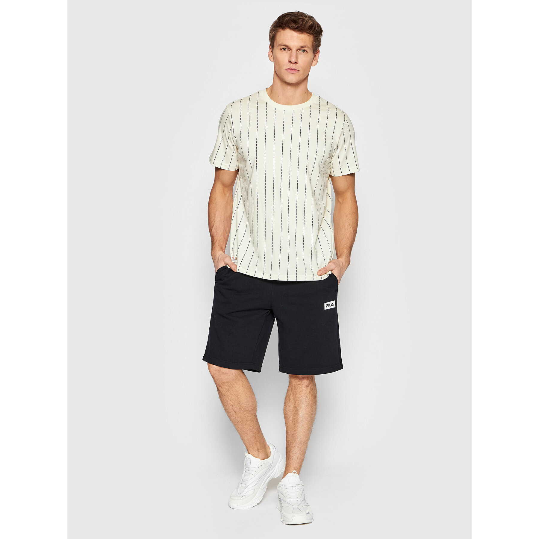 Fila Тишърт Tanum Pinstripe FAM0027 Жълт Regular Fit - Pepit.bg