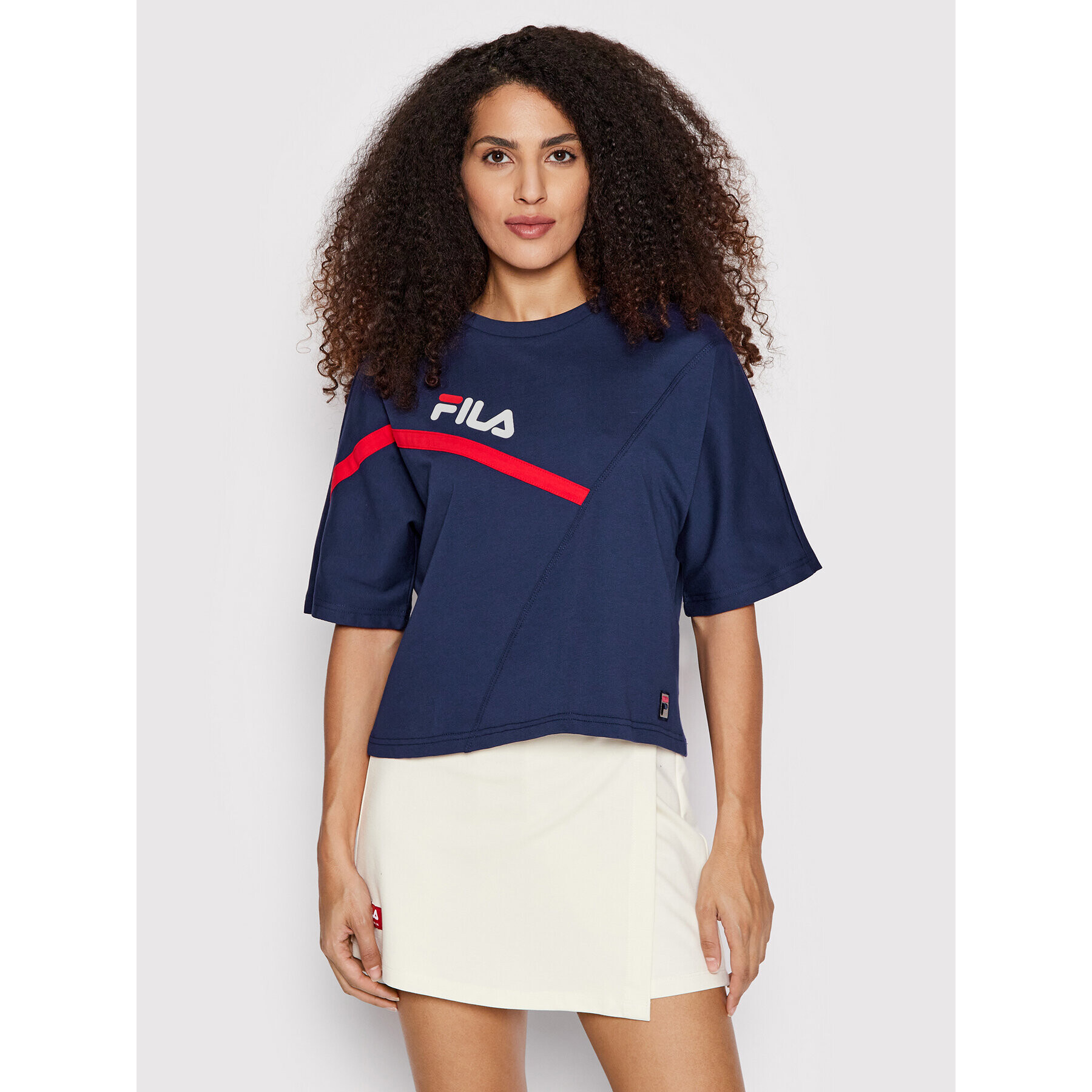 Fila Тишърт Zug FAW0156 Тъмносин Cropped Fit - Pepit.bg