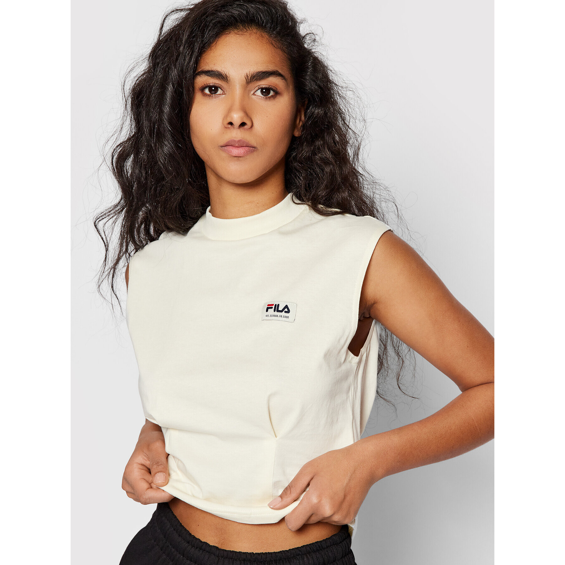 Fila топ Tuzla Cropped FAW0026 Бежов Regular Fit - Pepit.bg