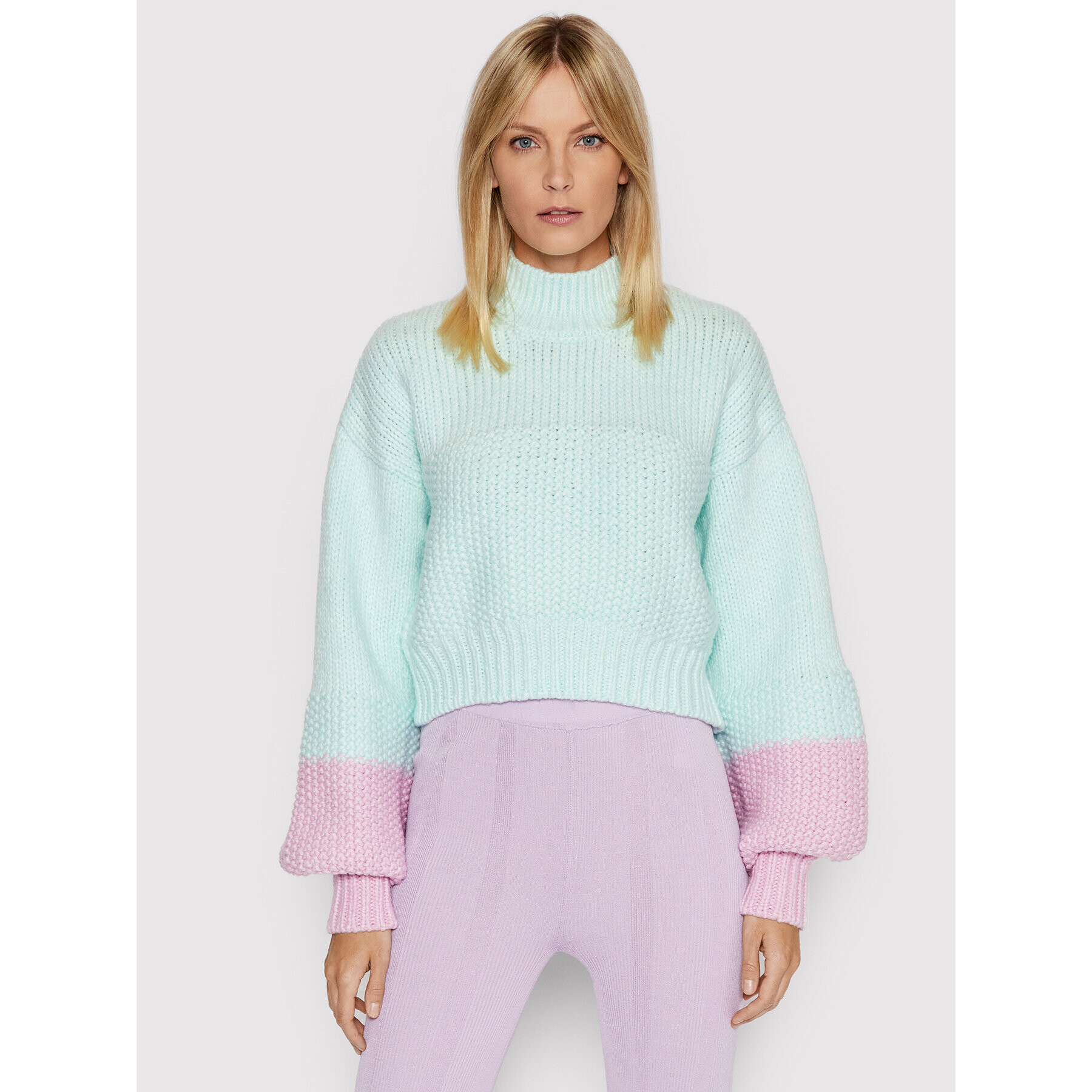 For Love & Lemons Пуловер Kerry KHO21S702 Син Relaxed Fit - Pepit.bg