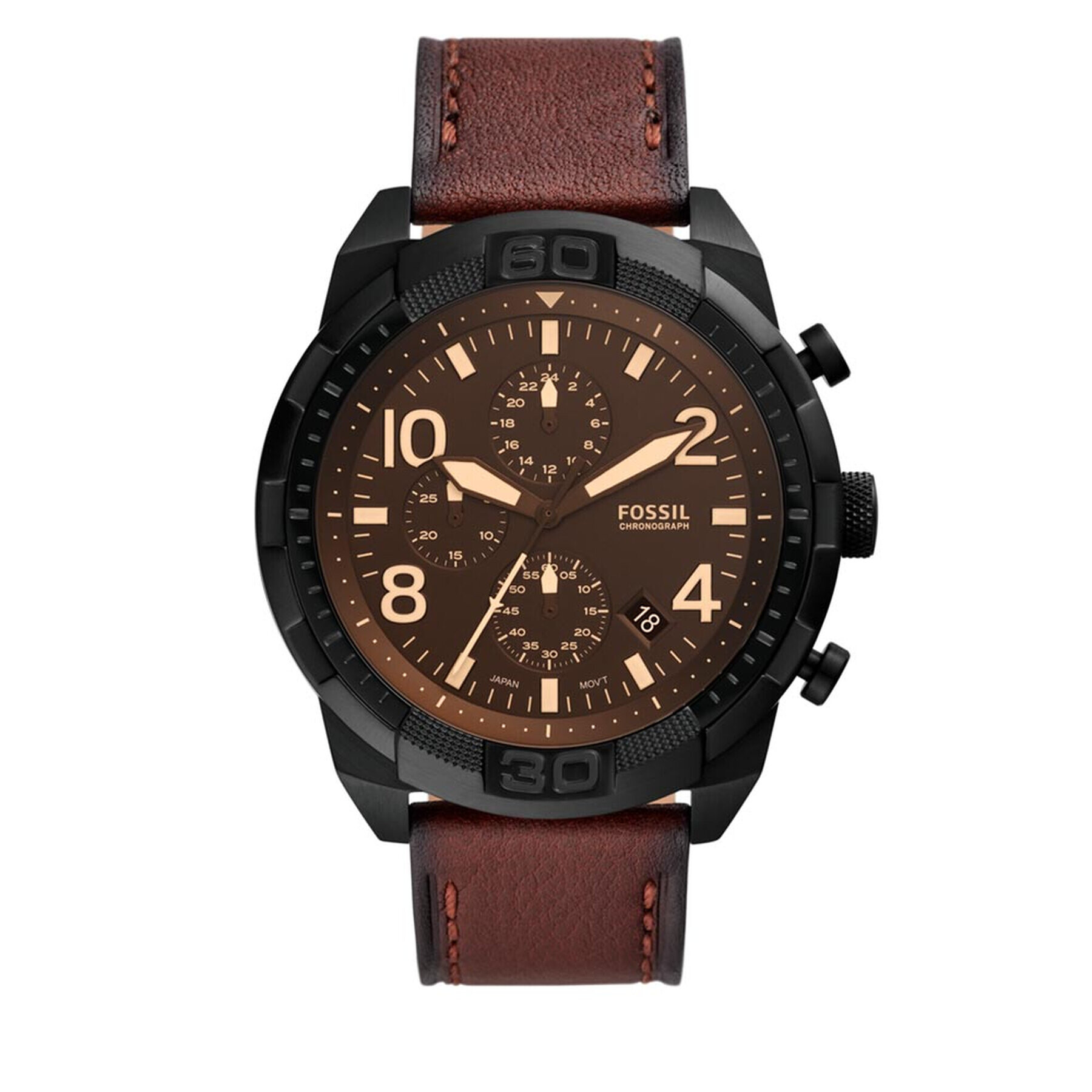 Fossil Часовник Bronson Chronograph FS5875 Кафяв - Pepit.bg