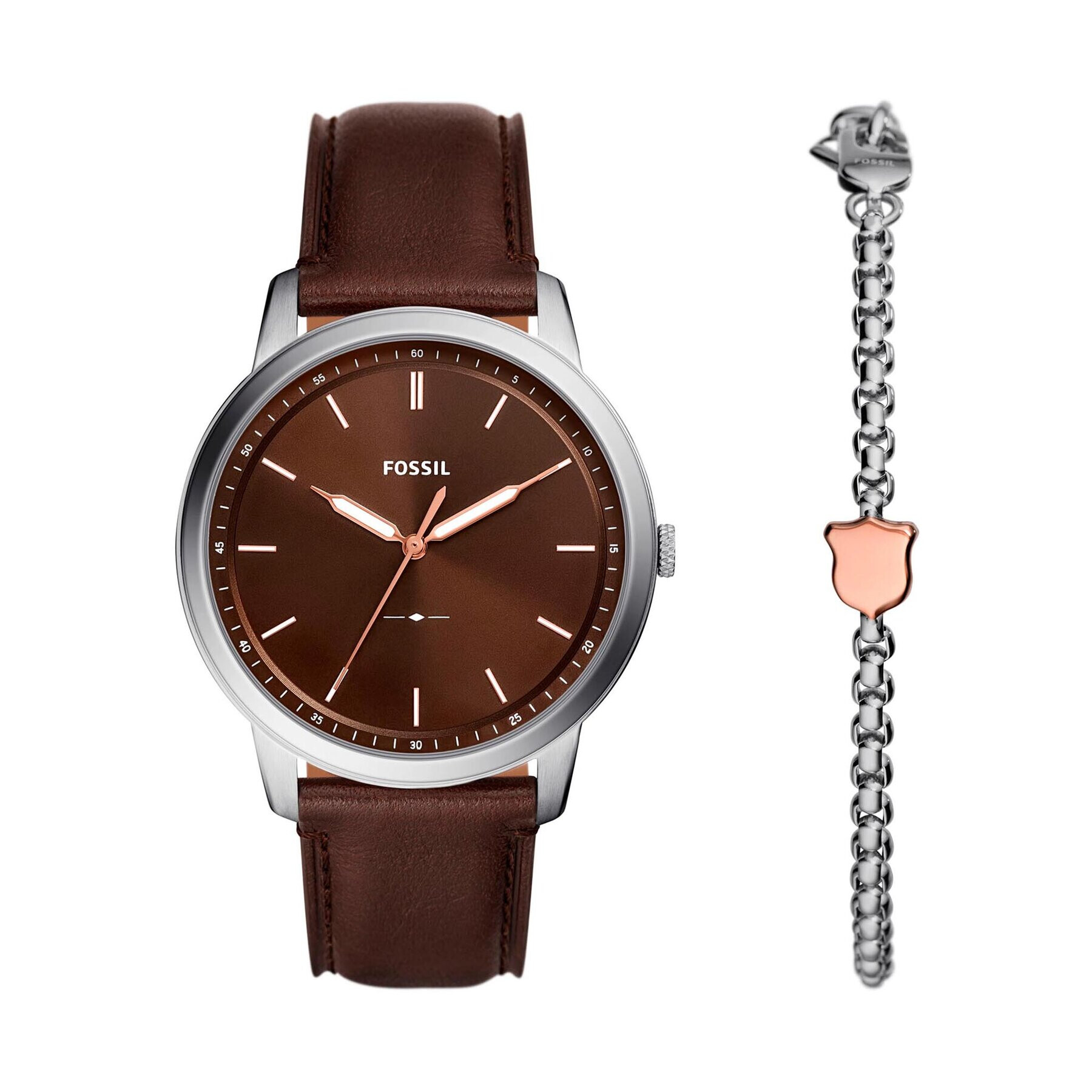 Fossil Часовник Minimalist FS6019SET Кафяв - Pepit.bg