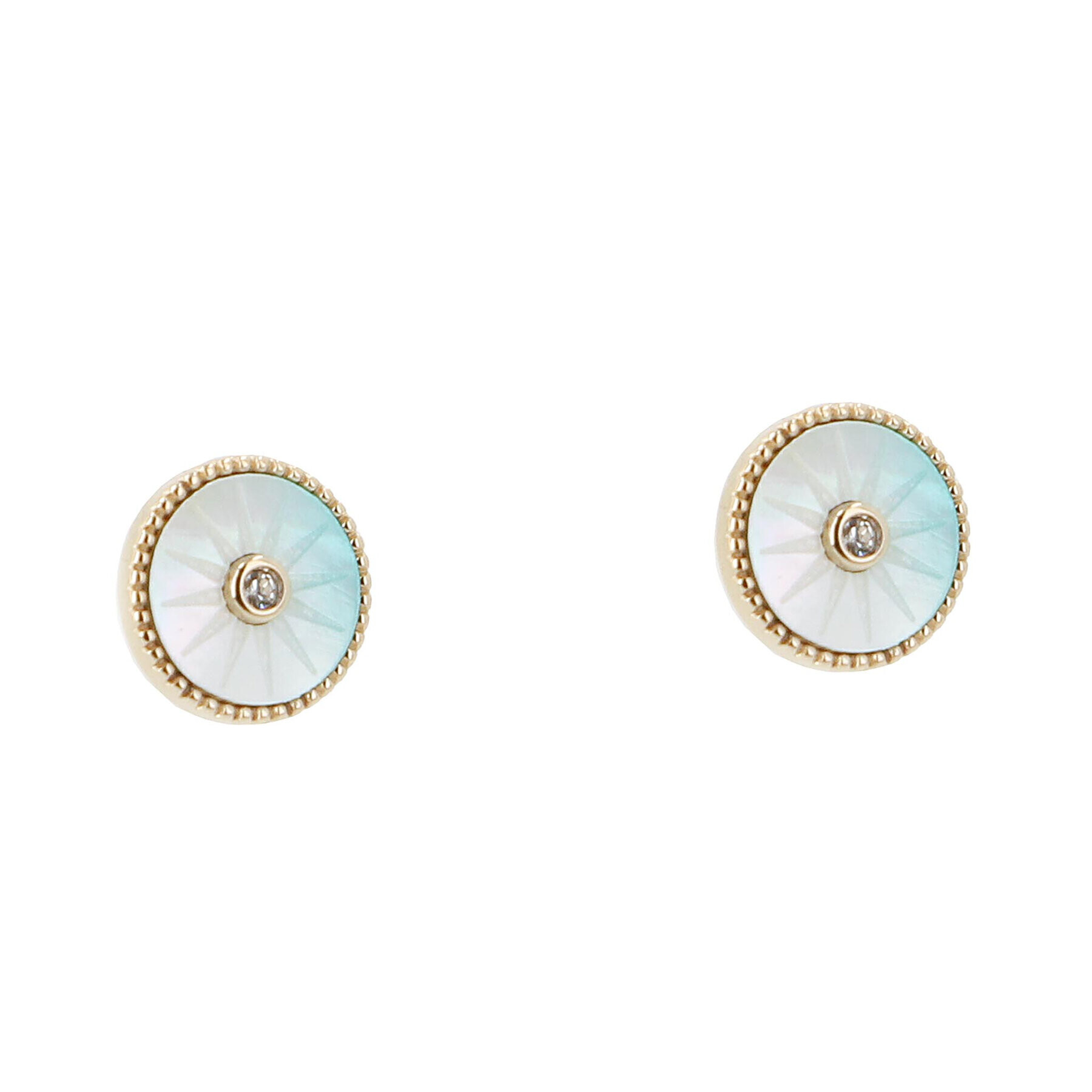 Fossil Обици Mother-Of-Pearl Stud JF04065710 Син - Pepit.bg