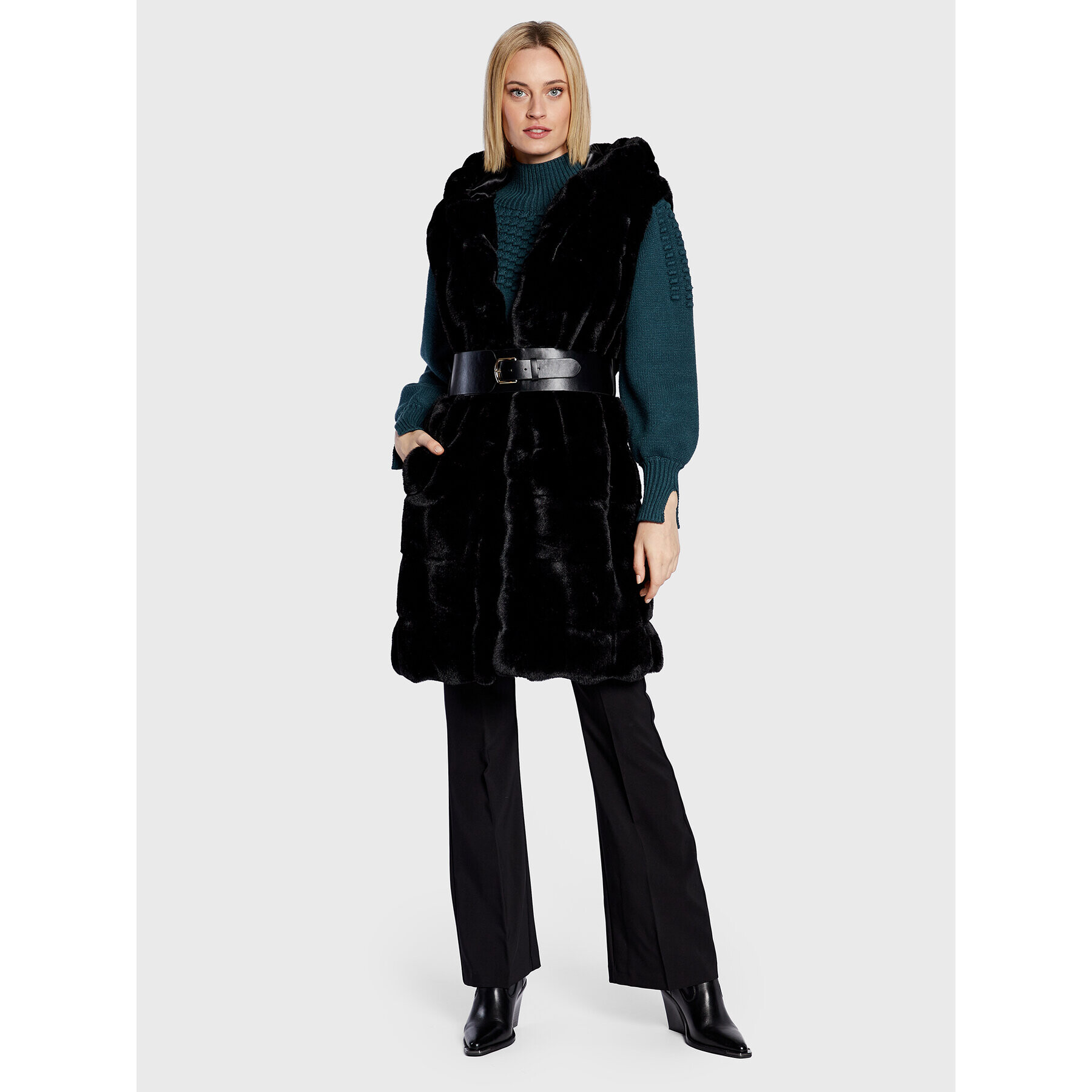 Fracomina Елек FR22WC4007W54801 Черен Regular Fit - Pepit.bg