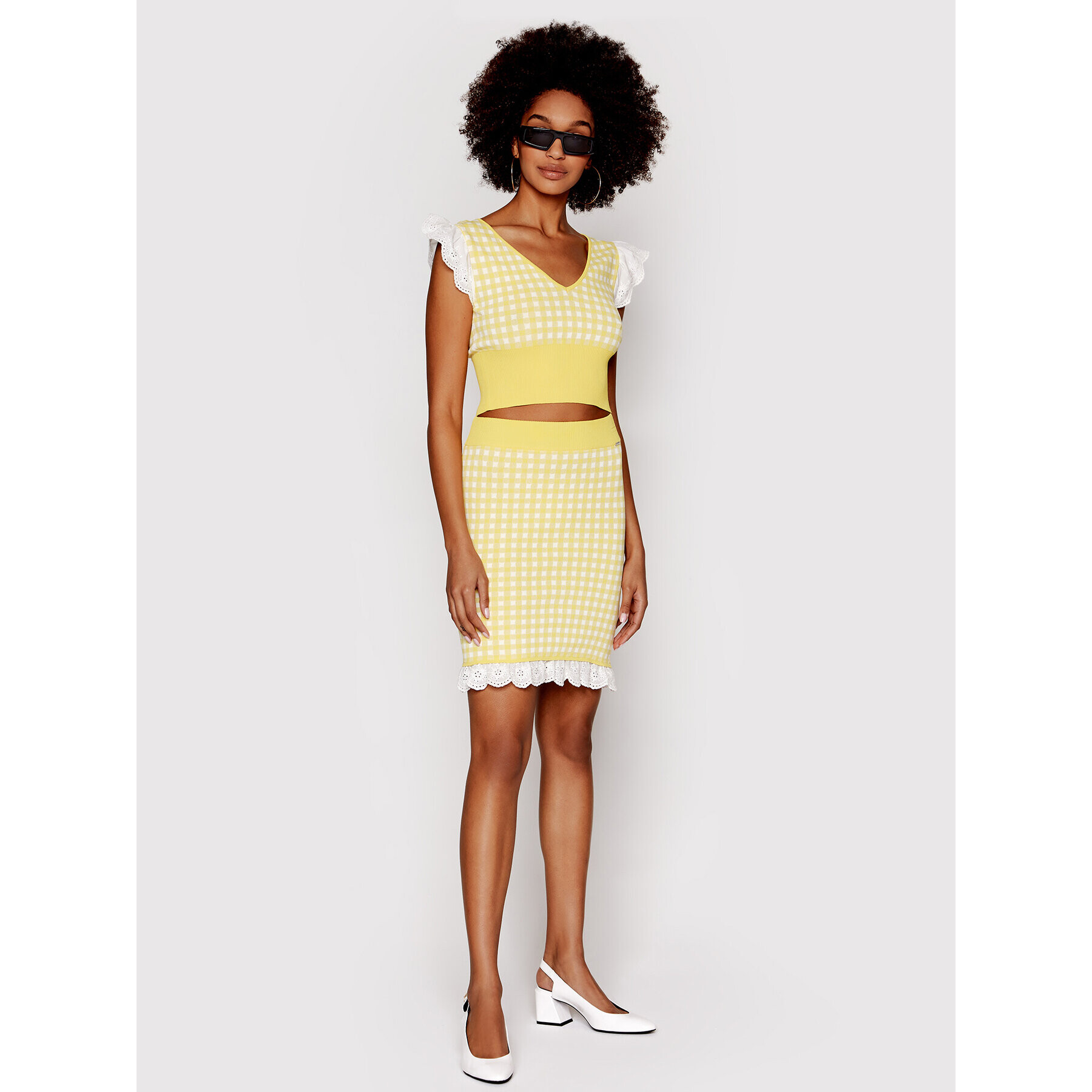Fracomina Мини пола FP22SG4001K417F8 Жълт Slim Fit - Pepit.bg