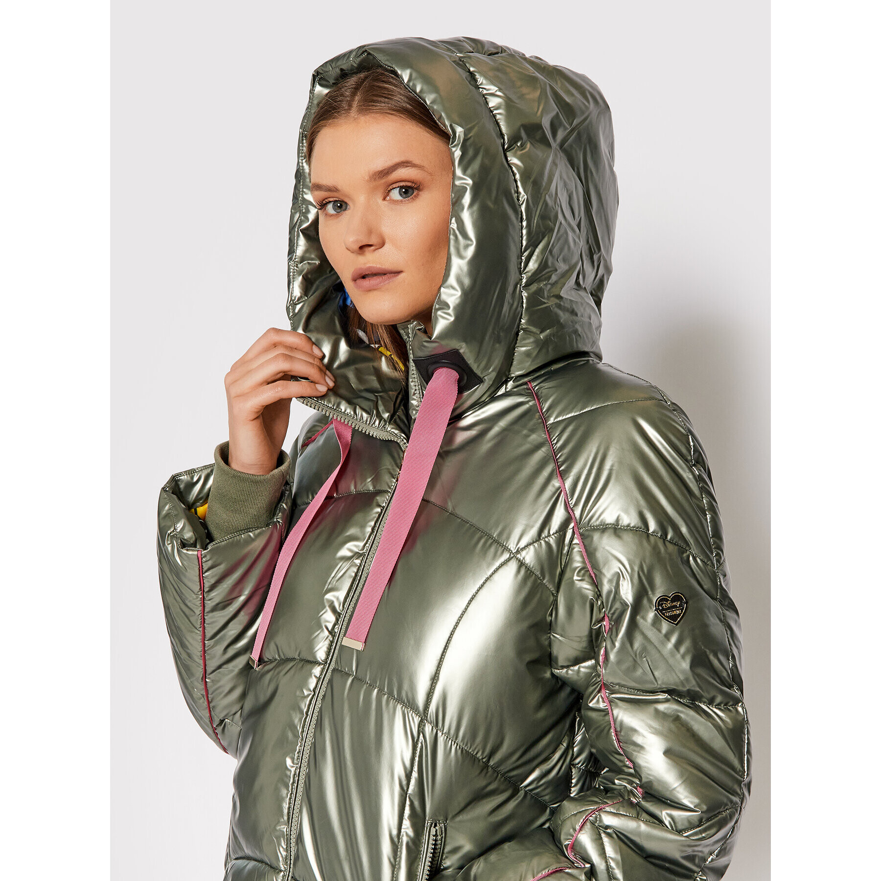 Fracomina Пухено яке FD21WC3001O412E9 Зелен Regular Fit - Pepit.bg