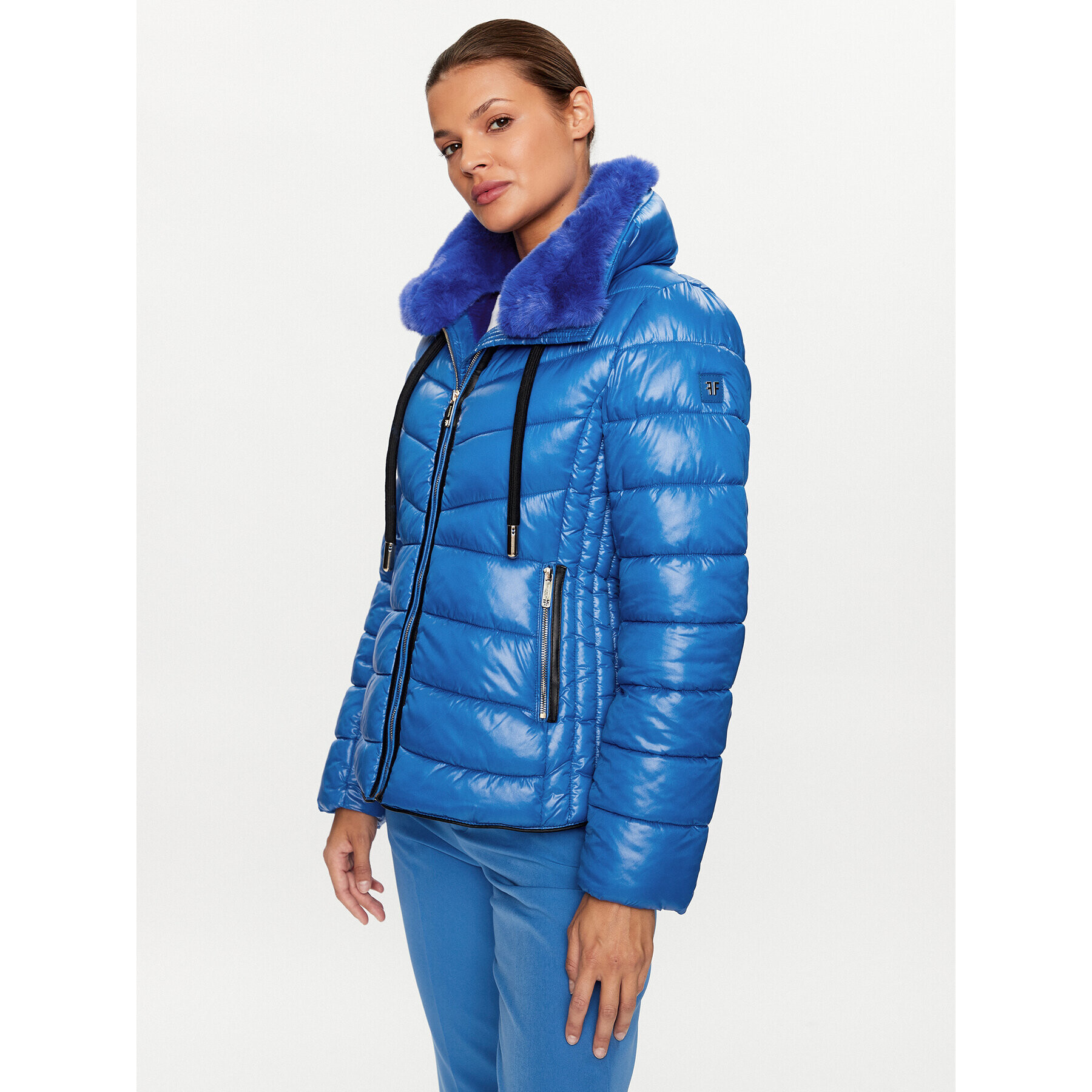 Fracomina Пухено яке FR23WC3002O42301 Син Regular Fit - Pepit.bg