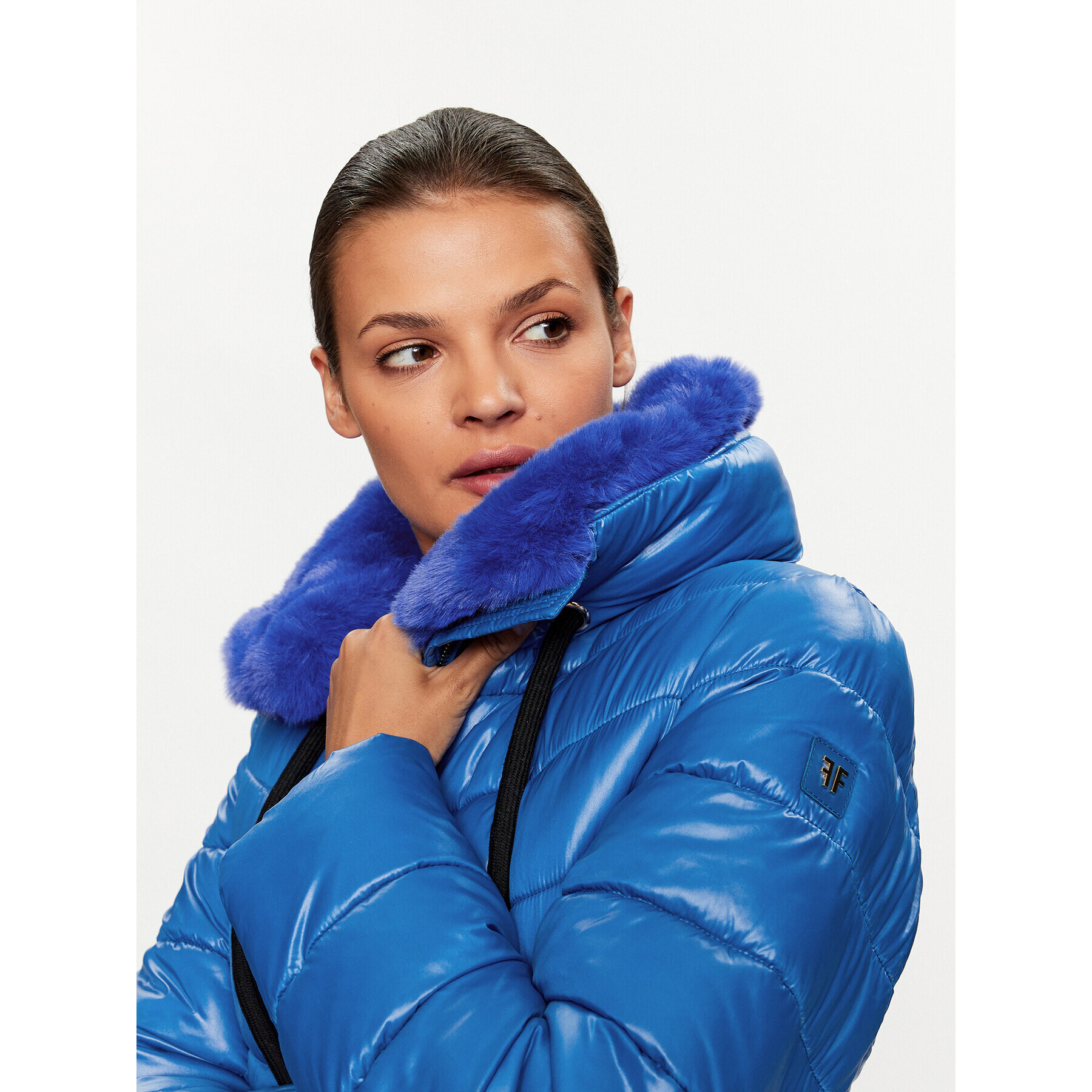 Fracomina Пухено яке FR23WC3002O42301 Син Regular Fit - Pepit.bg