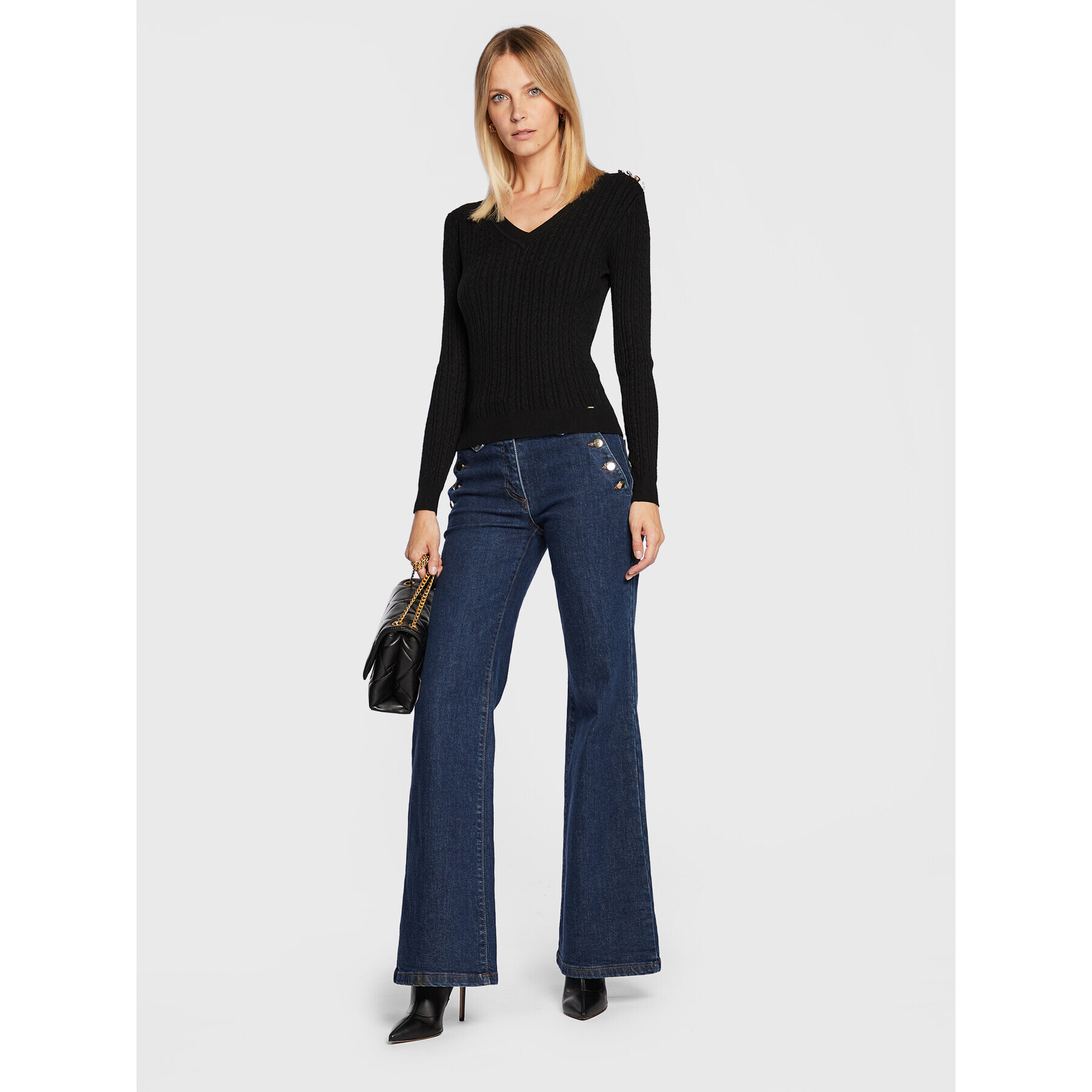 Fracomina Пуловер FS22WT7004K50401 Черен Slim Fit - Pepit.bg