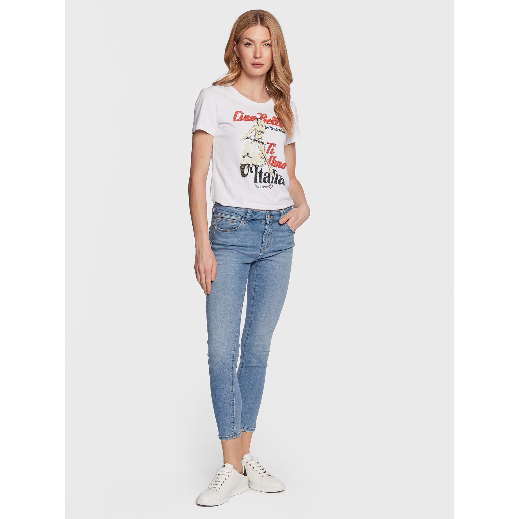 Fracomina Тишърт FR23ST3004J40108 Бял Regular Fit - Pepit.bg