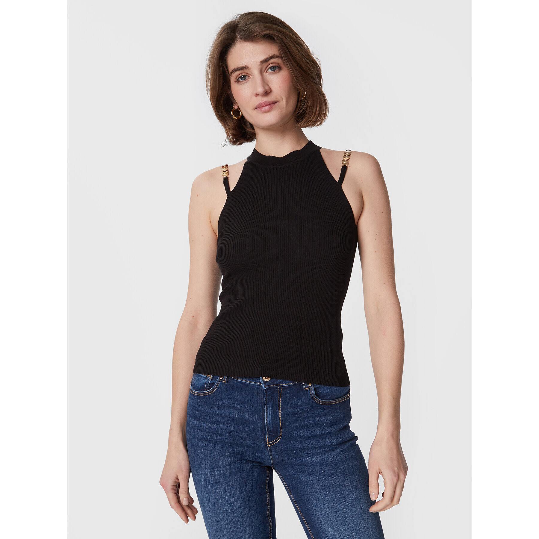 Fracomina топ FR23ST4002K41801 Черен Slim Fit - Pepit.bg
