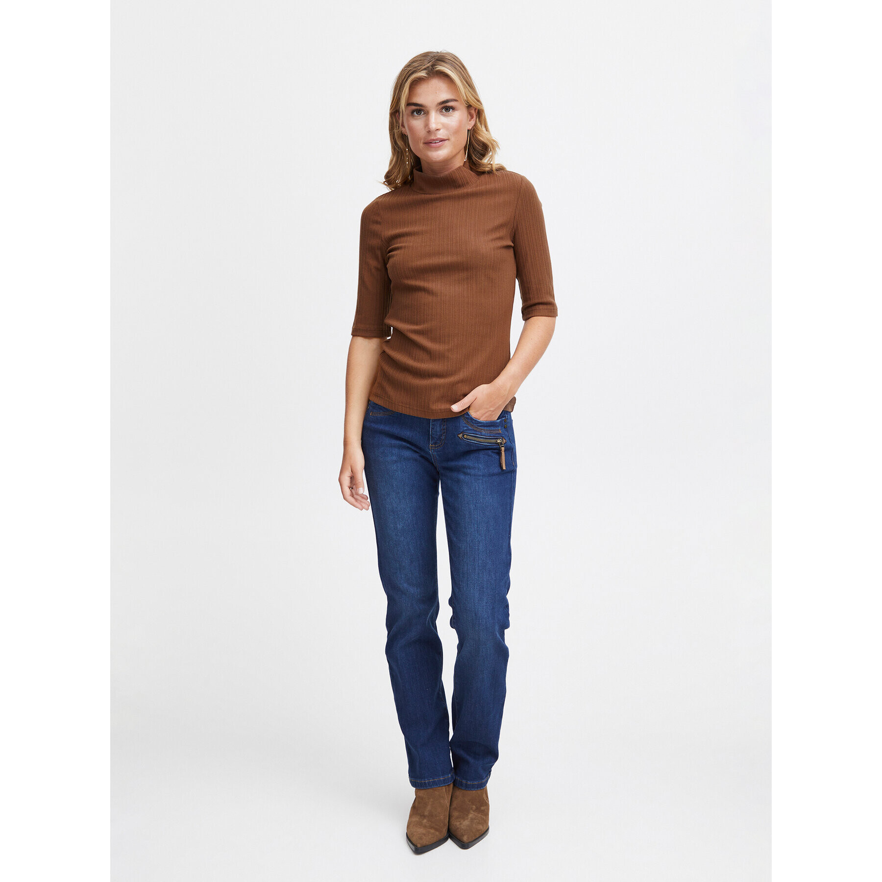 Fransa Блуза 20612503 Кафяв Regular Fit - Pepit.bg