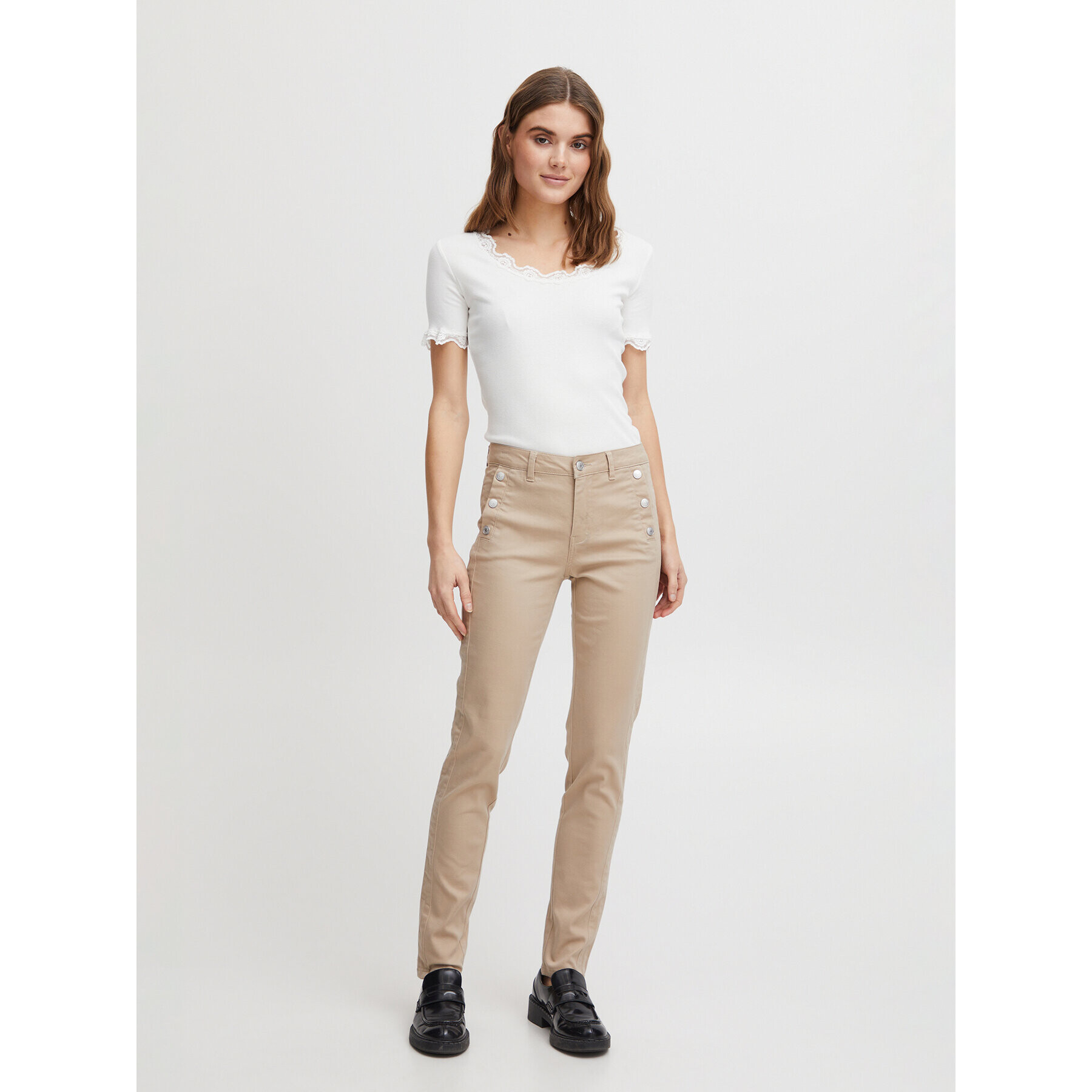 Fransa Дънки 20607793 Бежов Slim Fit - Pepit.bg