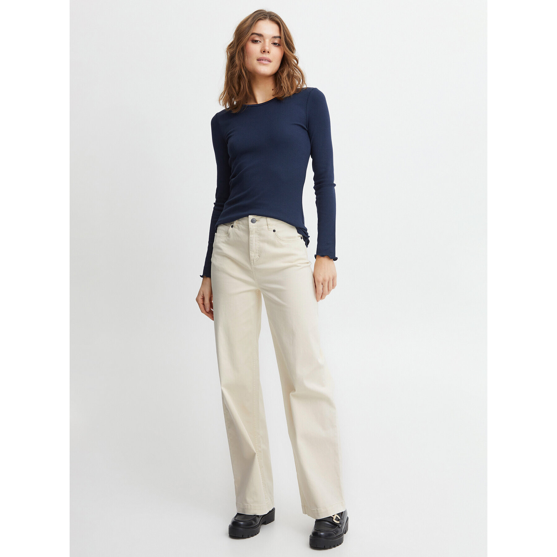 Fransa Дънки 20611759 Екрю Relaxed Fit - Pepit.bg