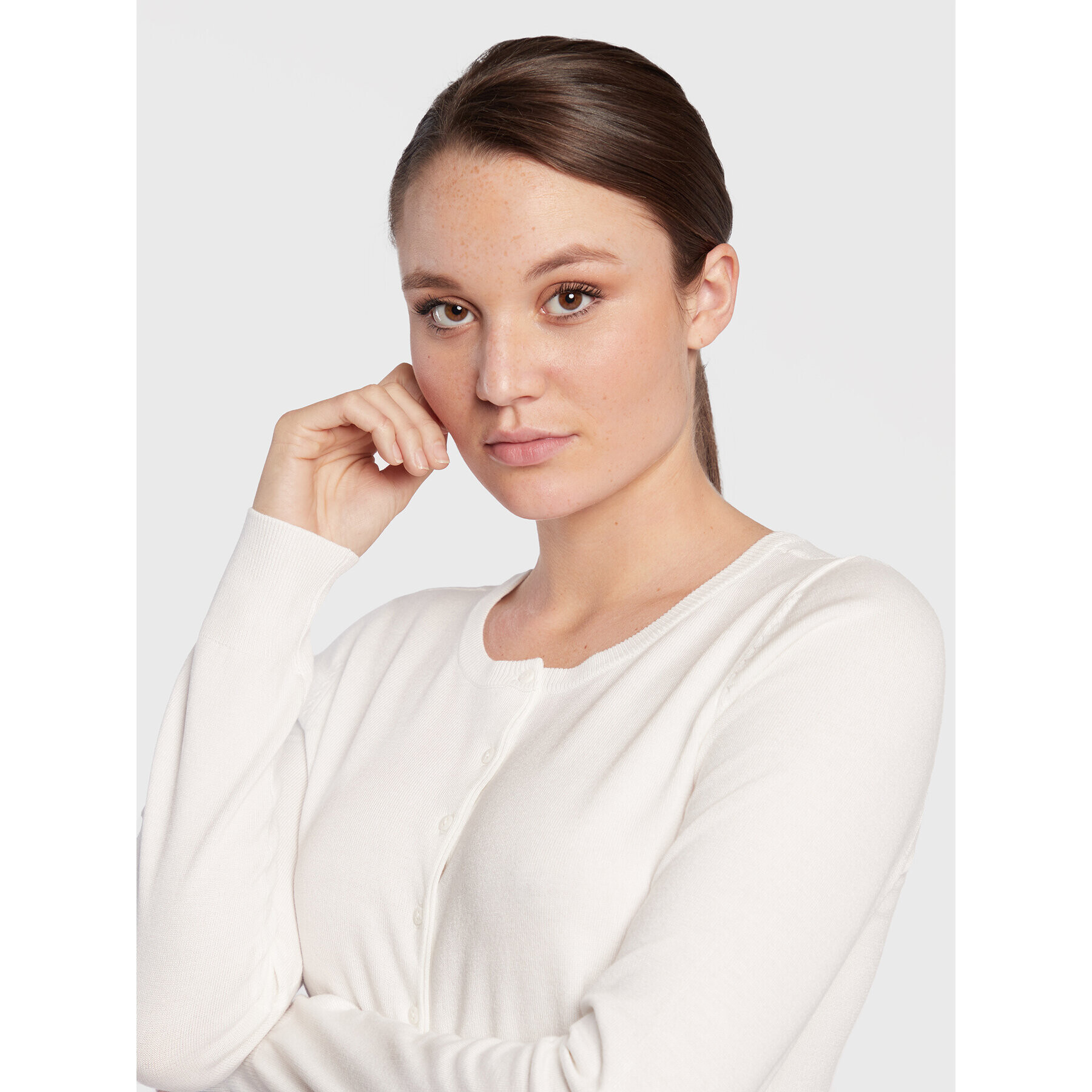 Fransa Кардиган Zubasic 60 20604187 Бял Regular Fit - Pepit.bg