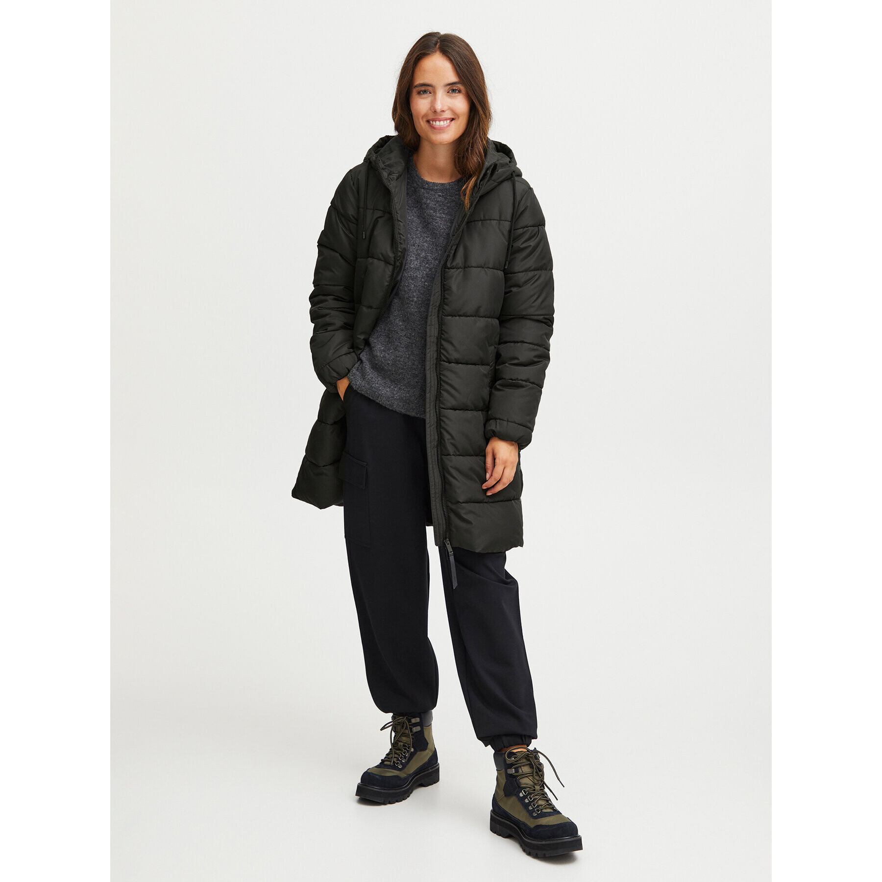 Fransa Пухено яке 20612163 Черен Regular Fit - Pepit.bg