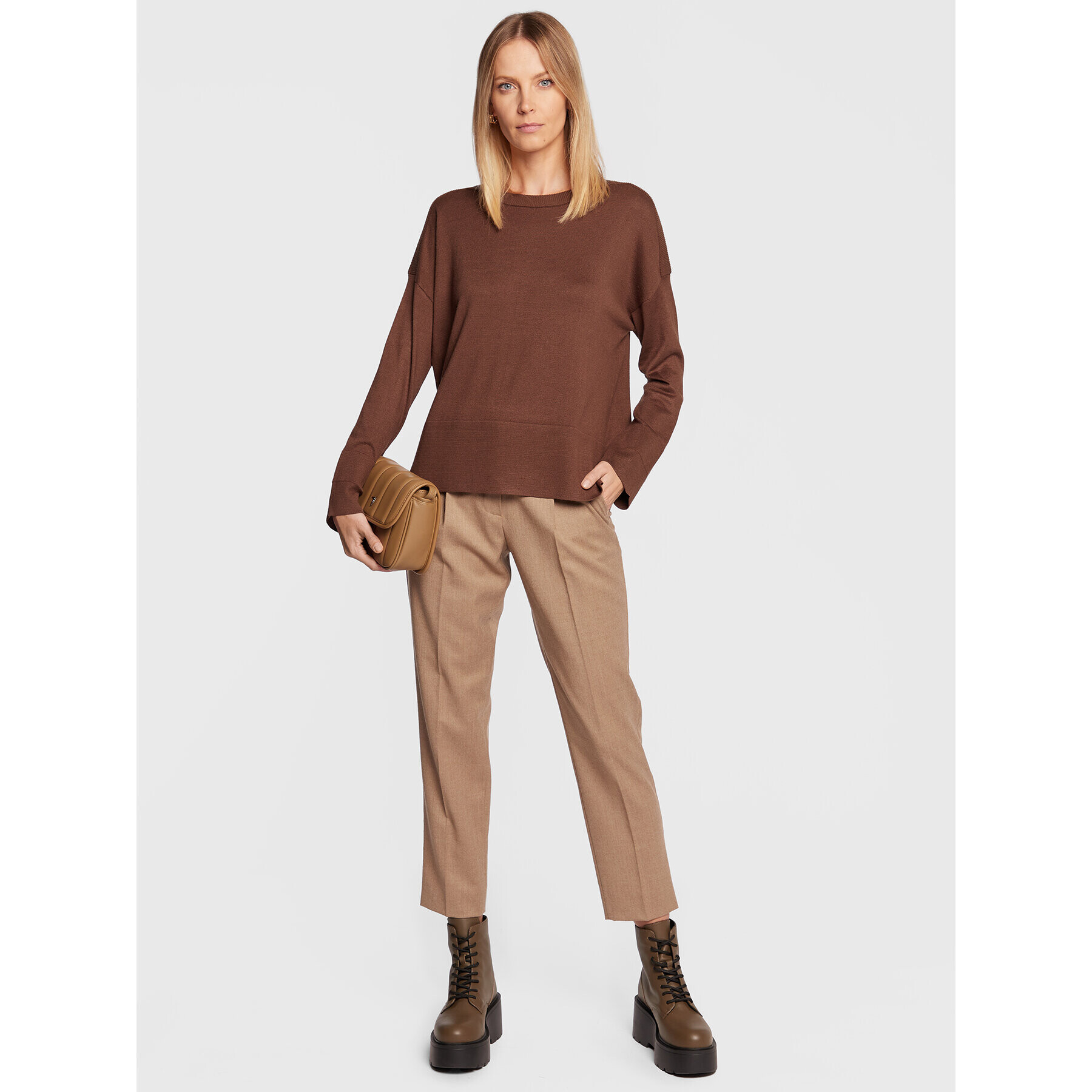 Fransa Пуловер Alma 20611140 Кафяв Loose Fit - Pepit.bg