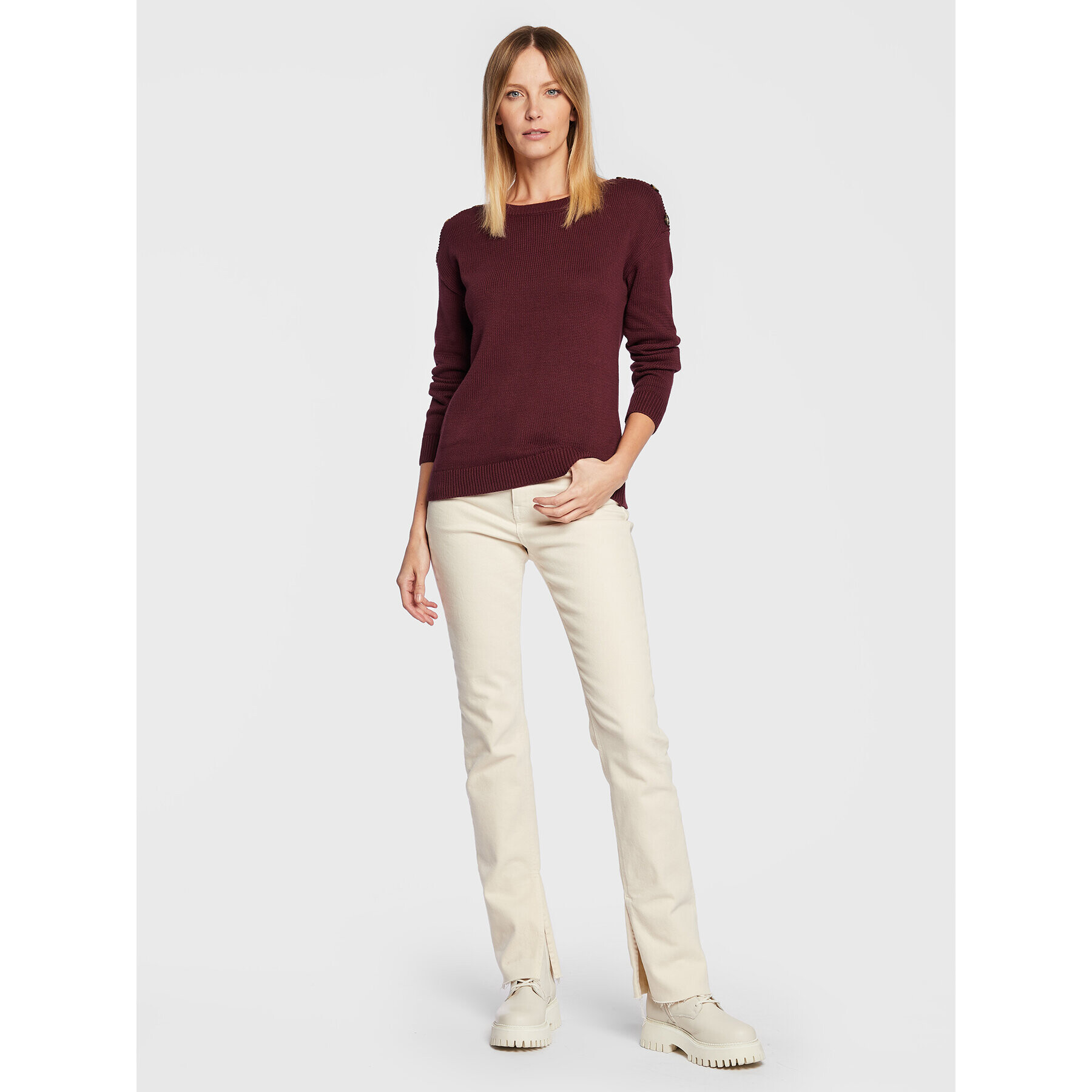 Fransa Пуловер Susann 20611381 Бордо Relaxed Fit - Pepit.bg