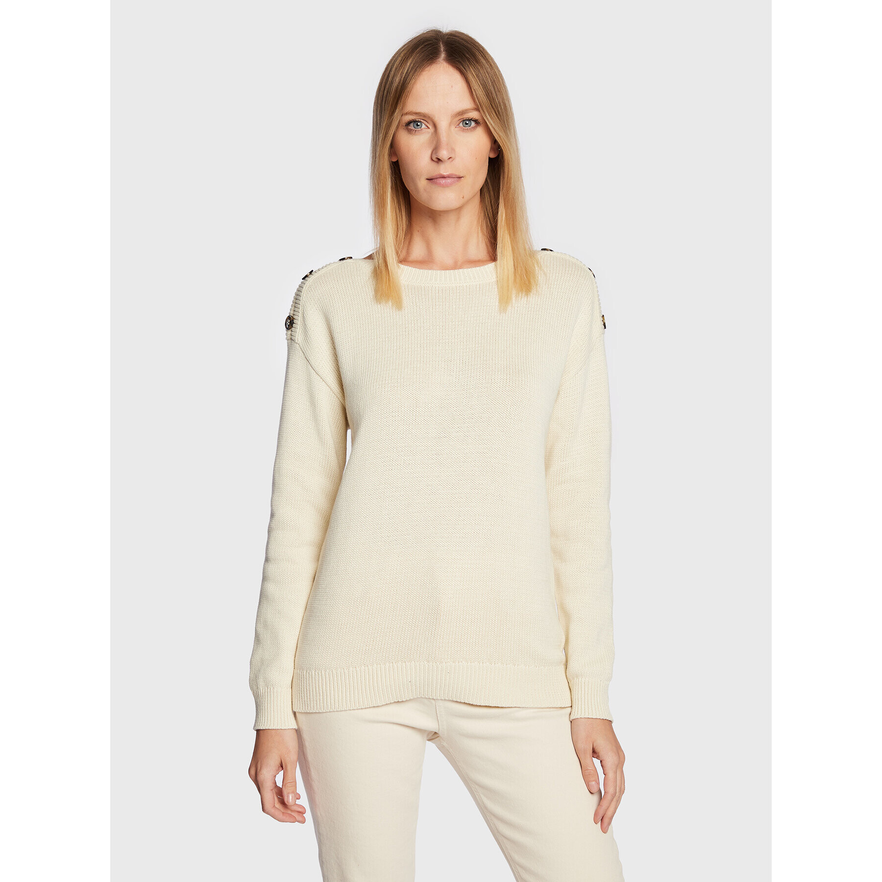 Fransa Пуловер Susann 20611381 Екрю Relaxed Fit - Pepit.bg