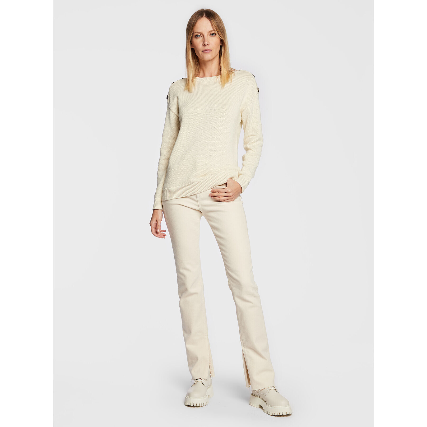 Fransa Пуловер Susann 20611381 Екрю Relaxed Fit - Pepit.bg