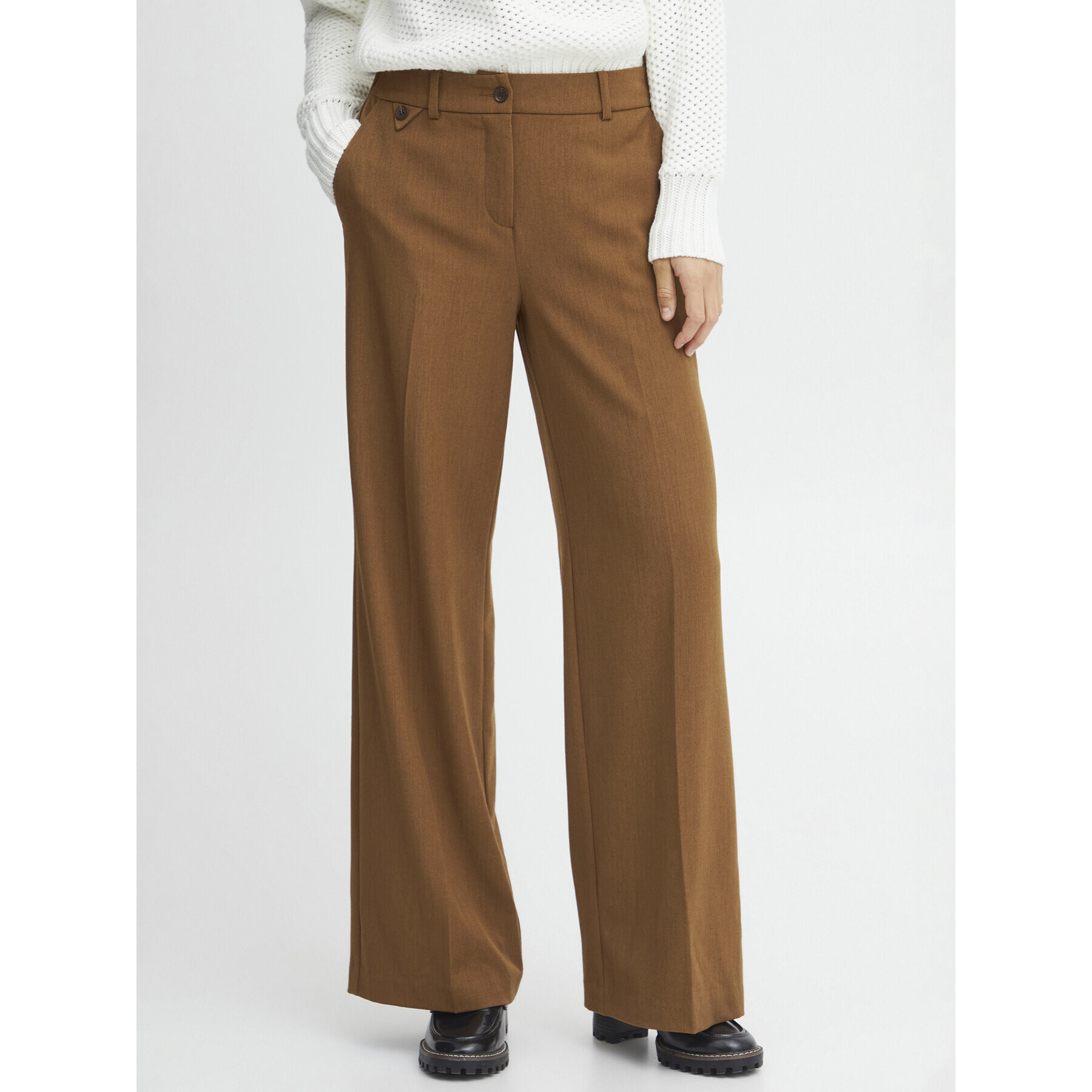 Fransa Текстилни панталони 20611709 Кафяв Regular Fit - Pepit.bg