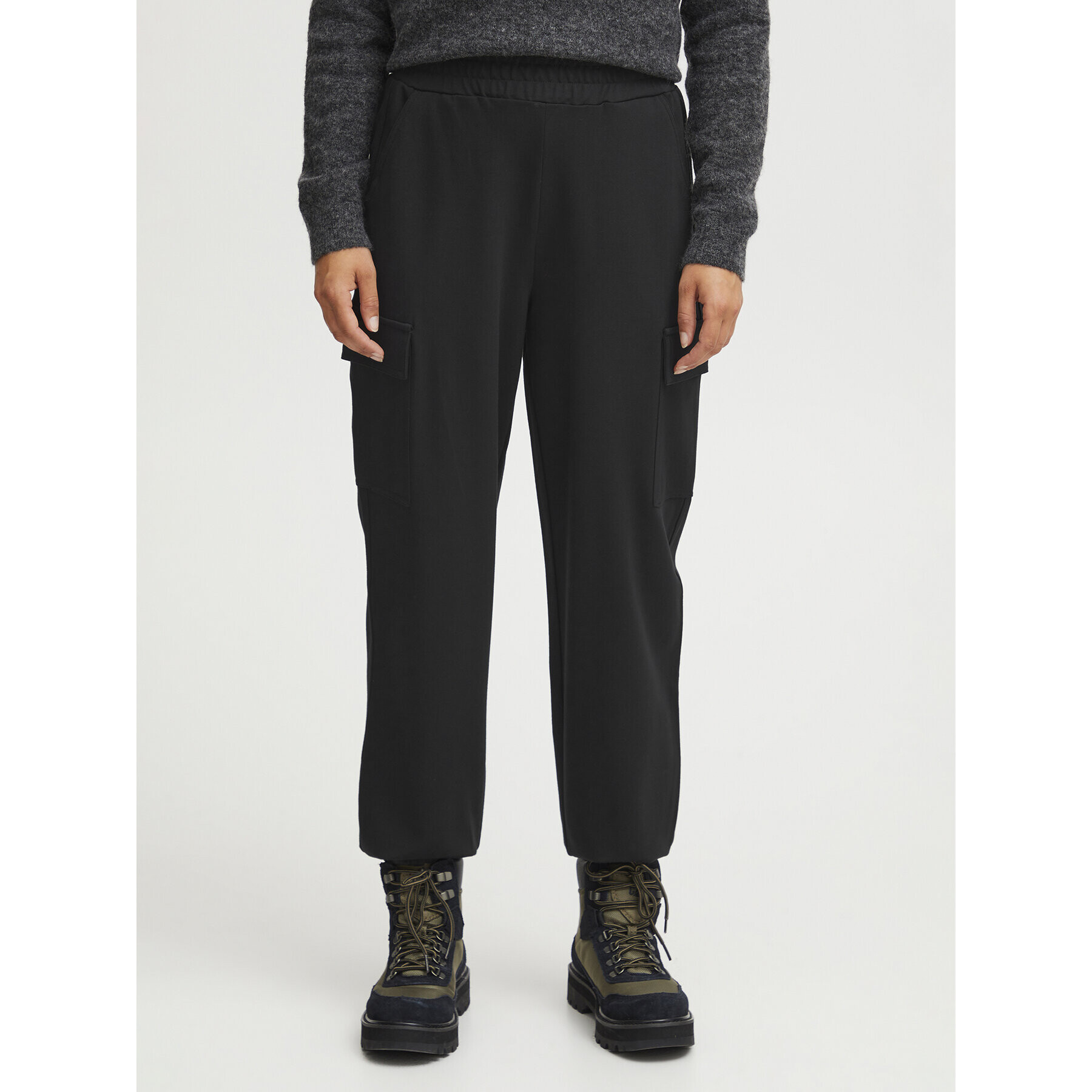 Fransa Текстилни панталони 20612726 Черен Regular Fit - Pepit.bg