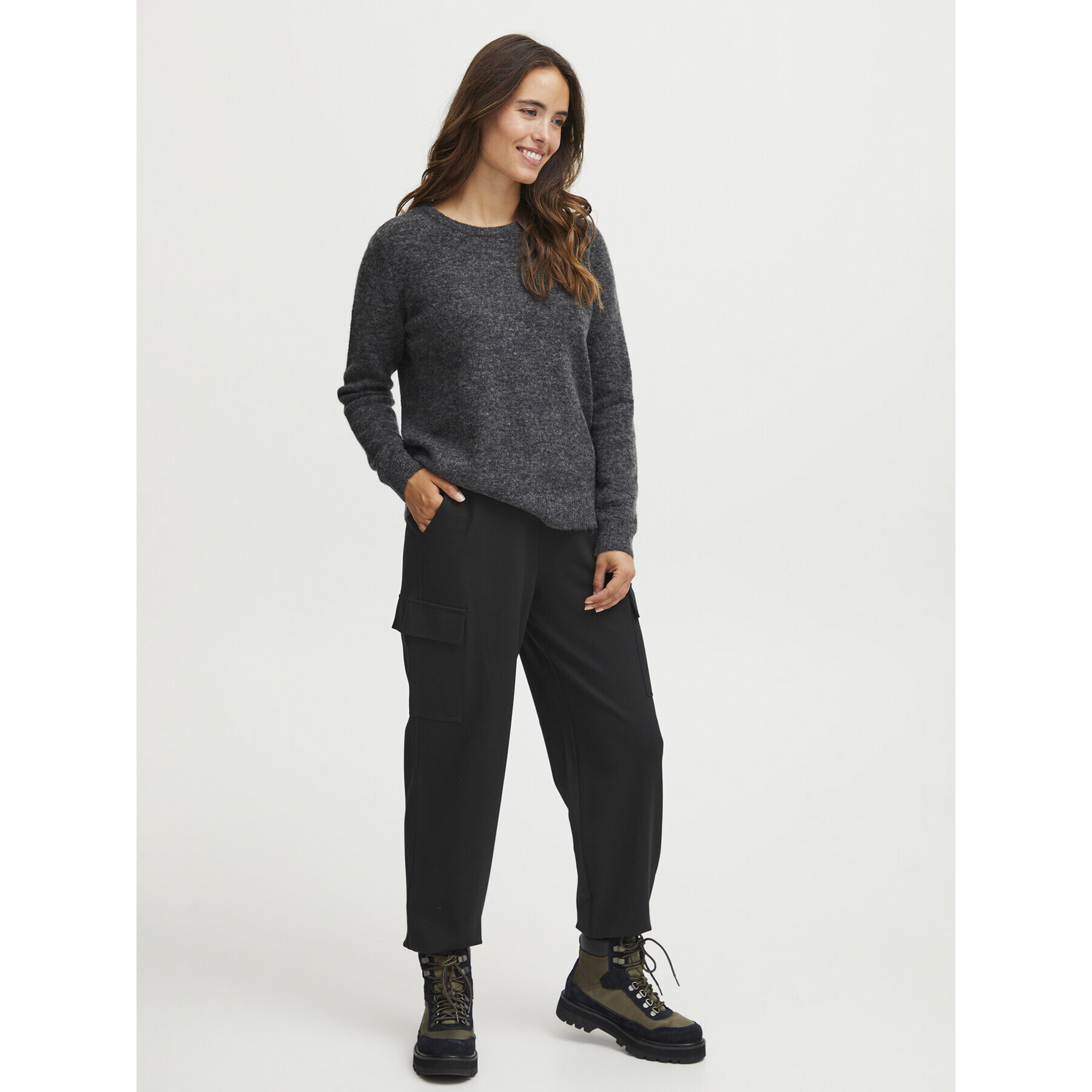 Fransa Текстилни панталони 20612726 Черен Regular Fit - Pepit.bg