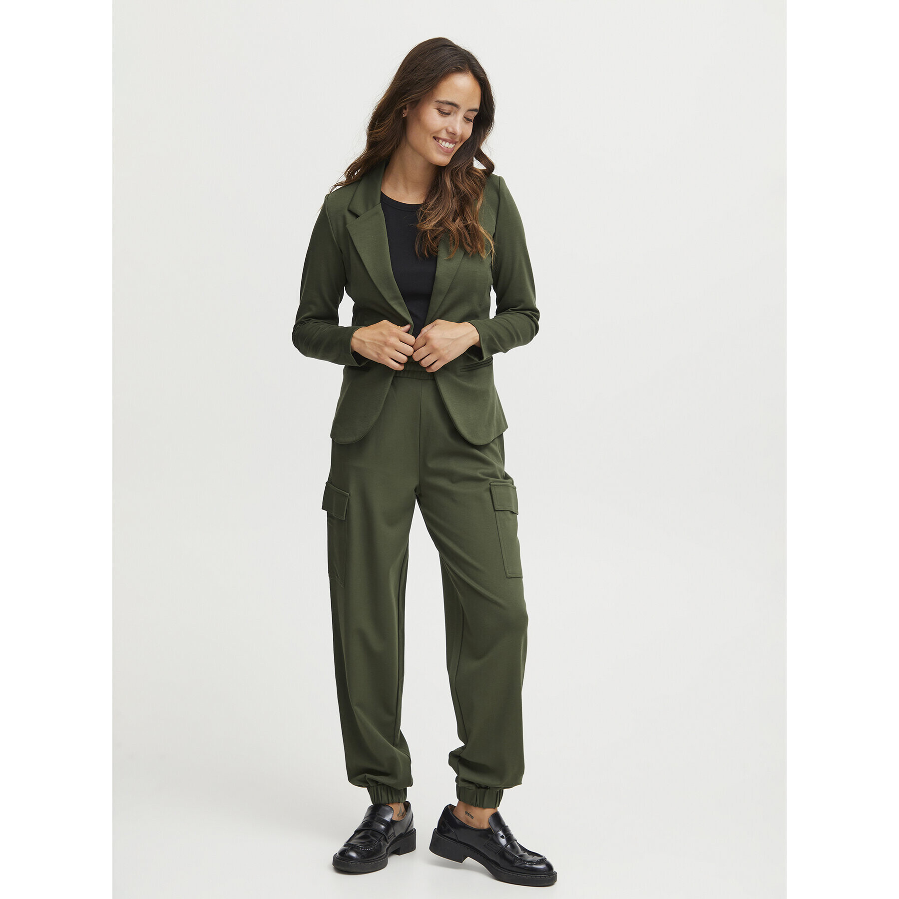 Fransa Текстилни панталони 20612726 Зелен Regular Fit - Pepit.bg