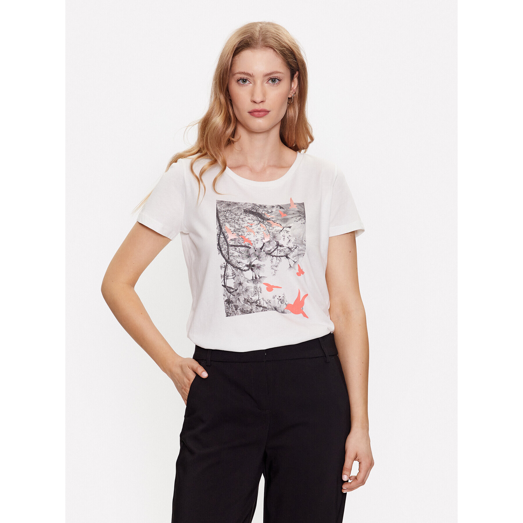 Fransa Тишърт 20611872 Бял Regular Fit - Pepit.bg