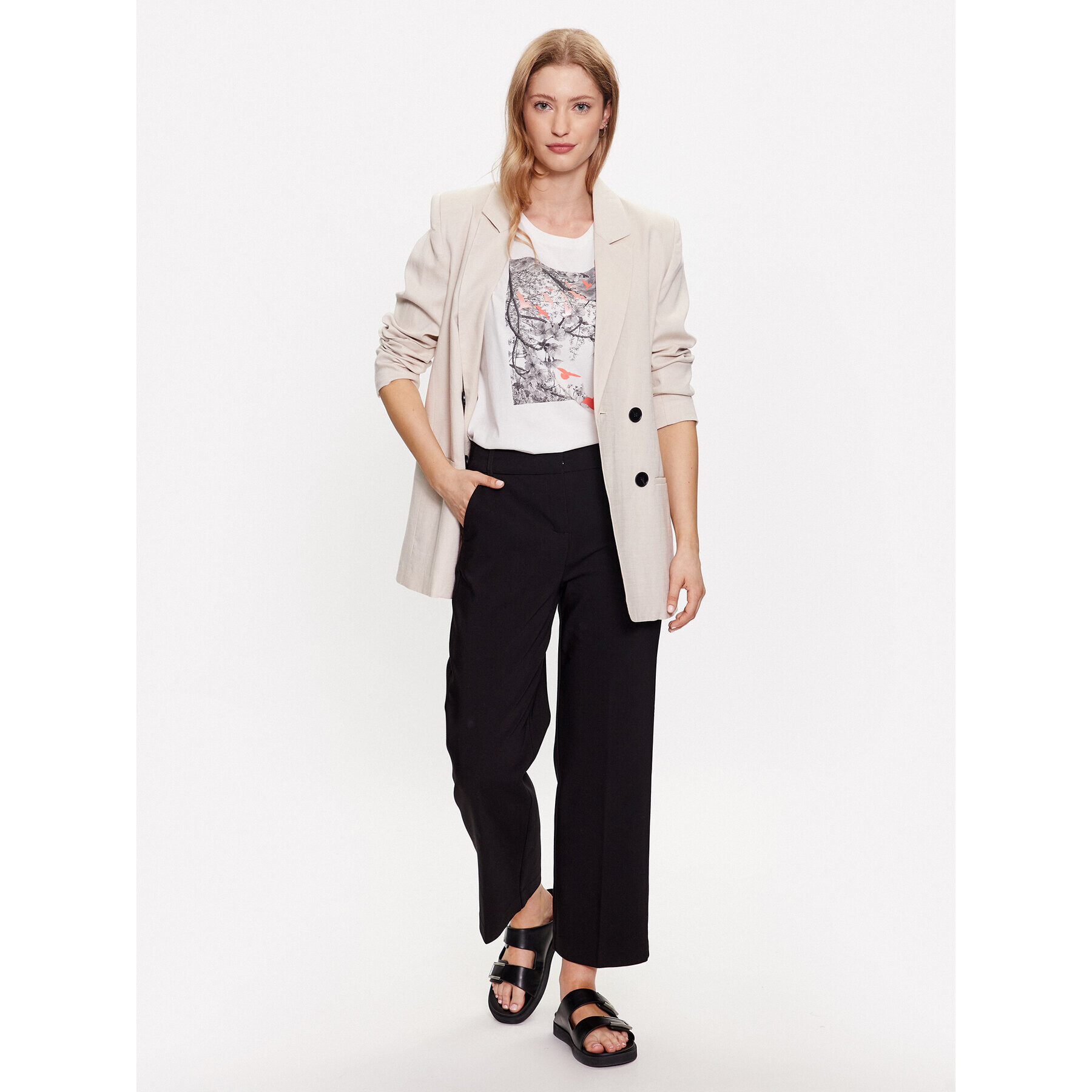 Fransa Тишърт 20611872 Бял Regular Fit - Pepit.bg