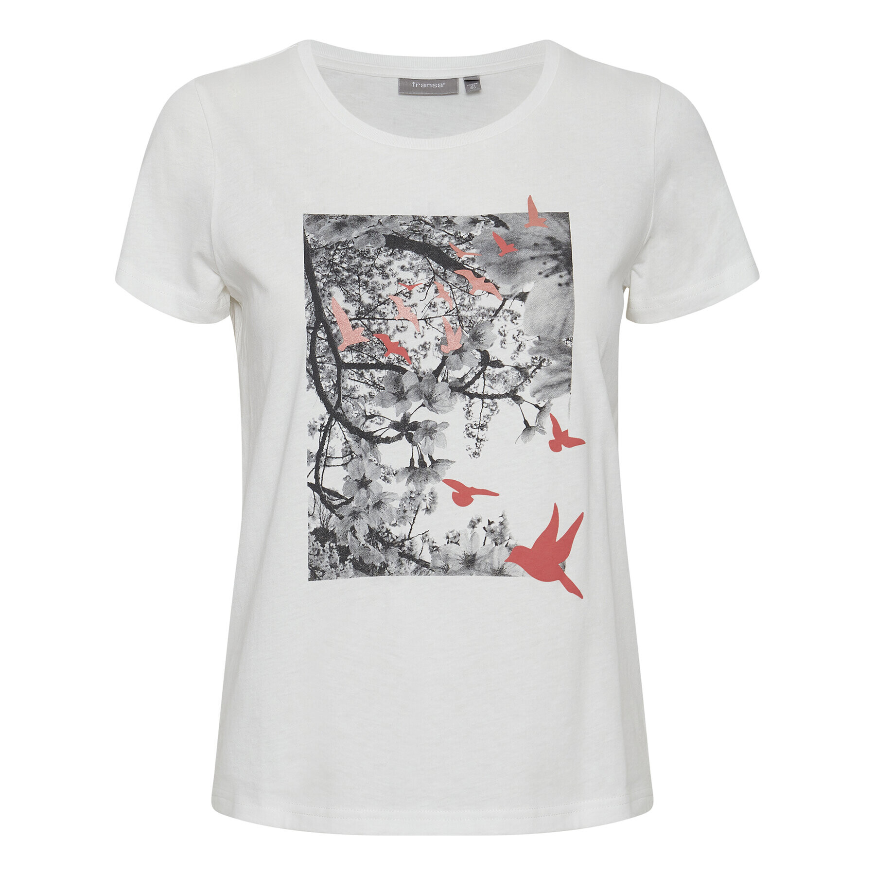 Fransa Тишърт 20611872 Бял Regular Fit - Pepit.bg