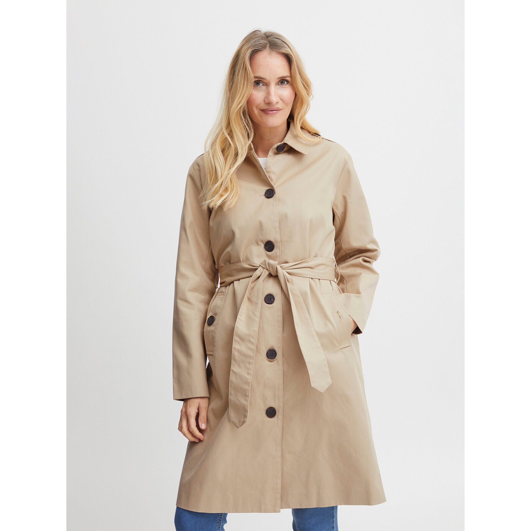 Fransa Тренч 20611623 Кафяв Regular Fit - Pepit.bg