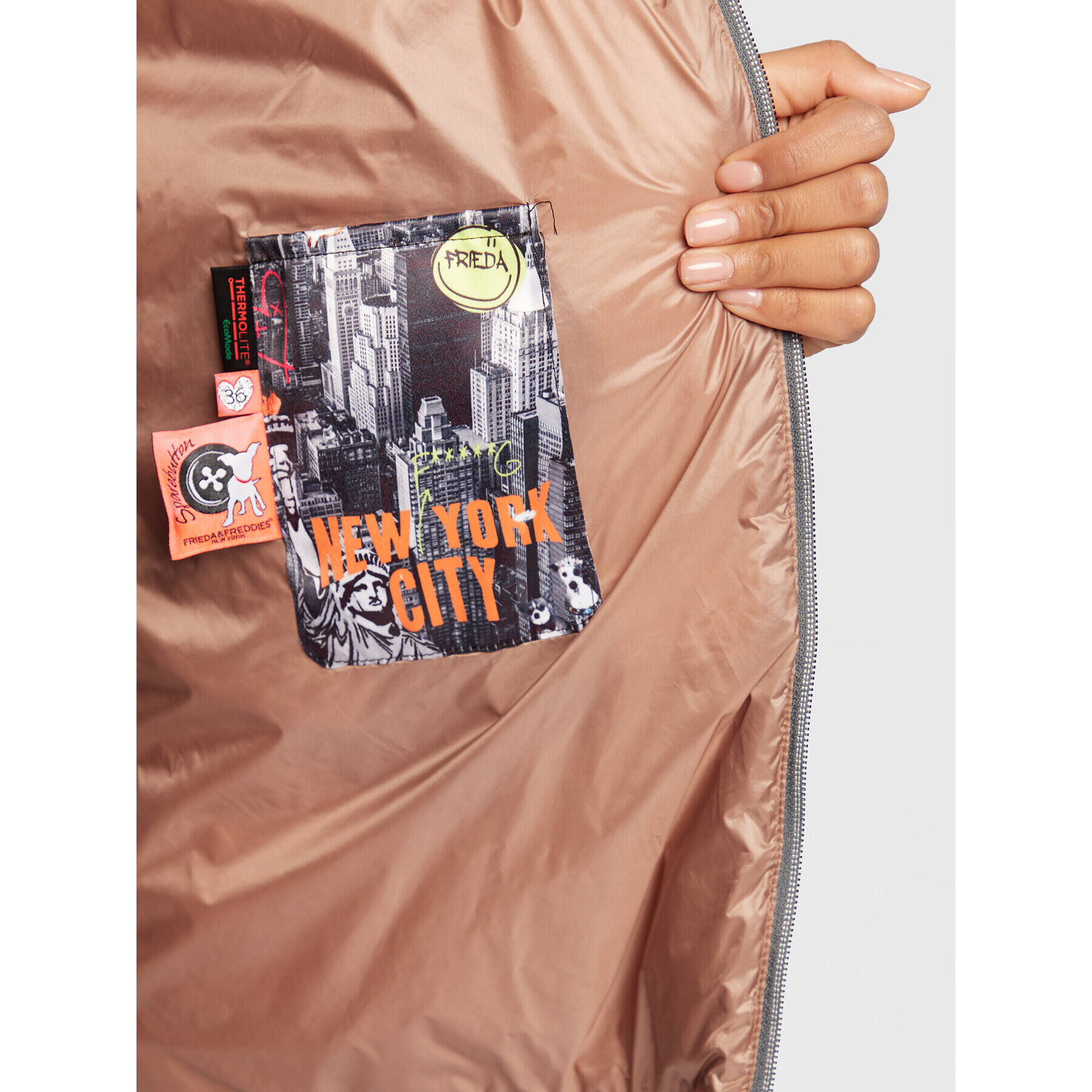 Frieda & Freddies Пухено яке 8710 Кафяв Regular Fit - Pepit.bg