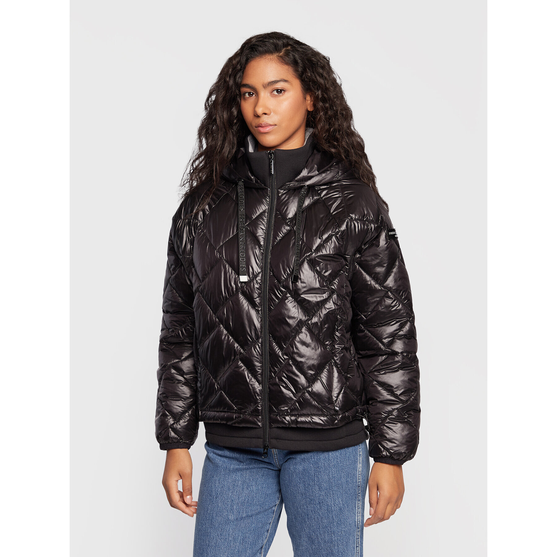 Frieda & Freddies Пухено яке 8720 Черен Regular Fit - Pepit.bg
