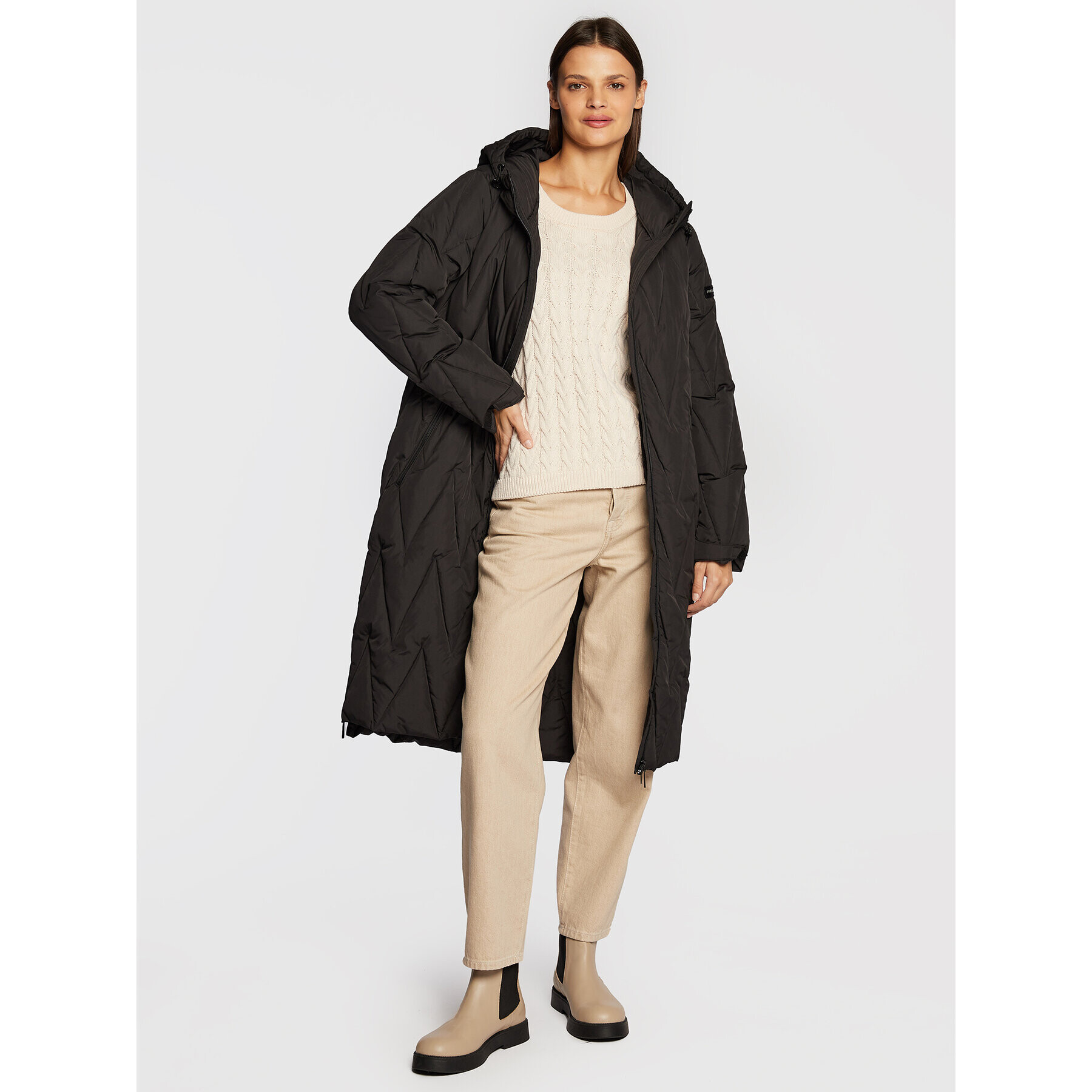 Frieda & Freddies Пухено яке 8816 Черен Regular Fit - Pepit.bg