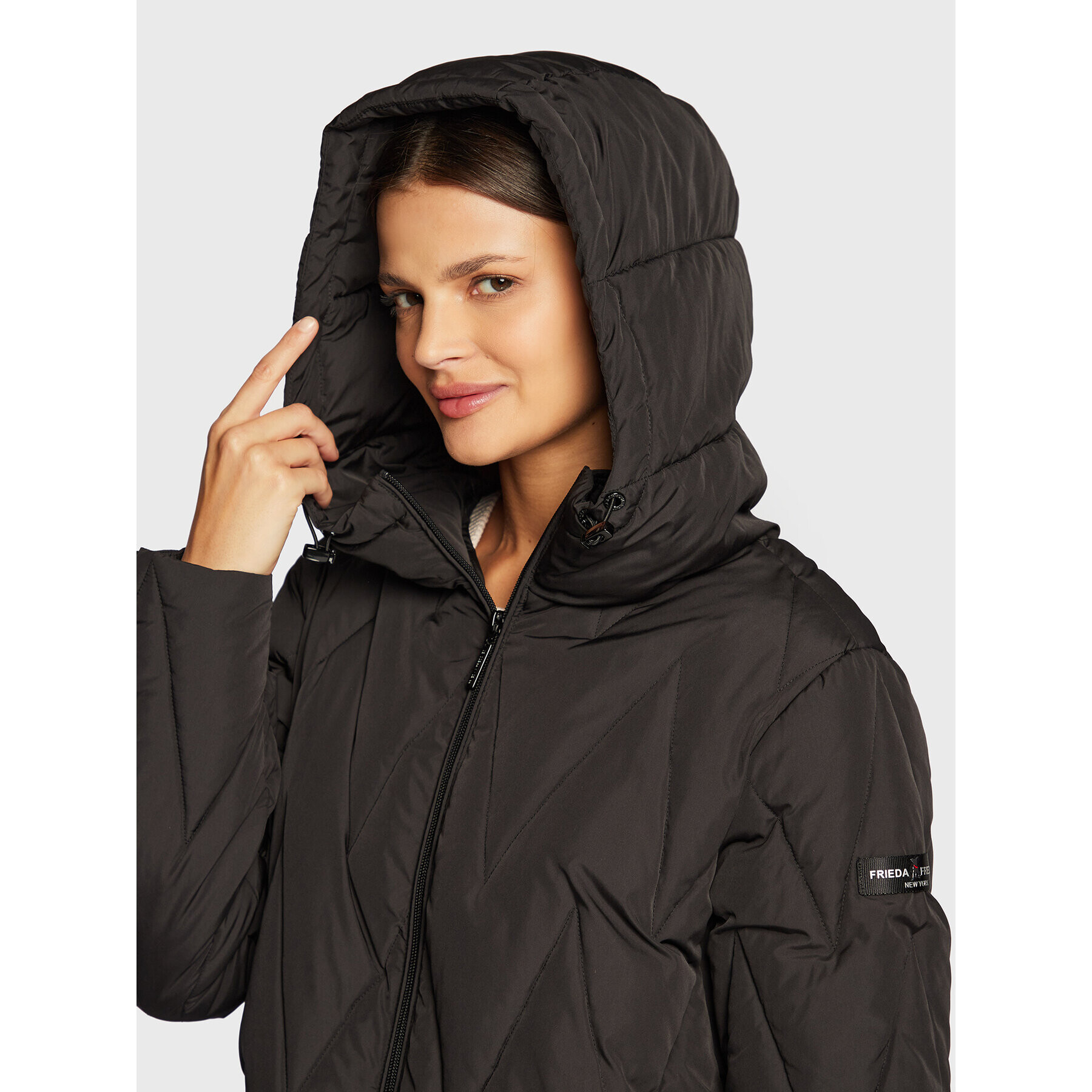Frieda & Freddies Пухено яке 8816 Черен Regular Fit - Pepit.bg