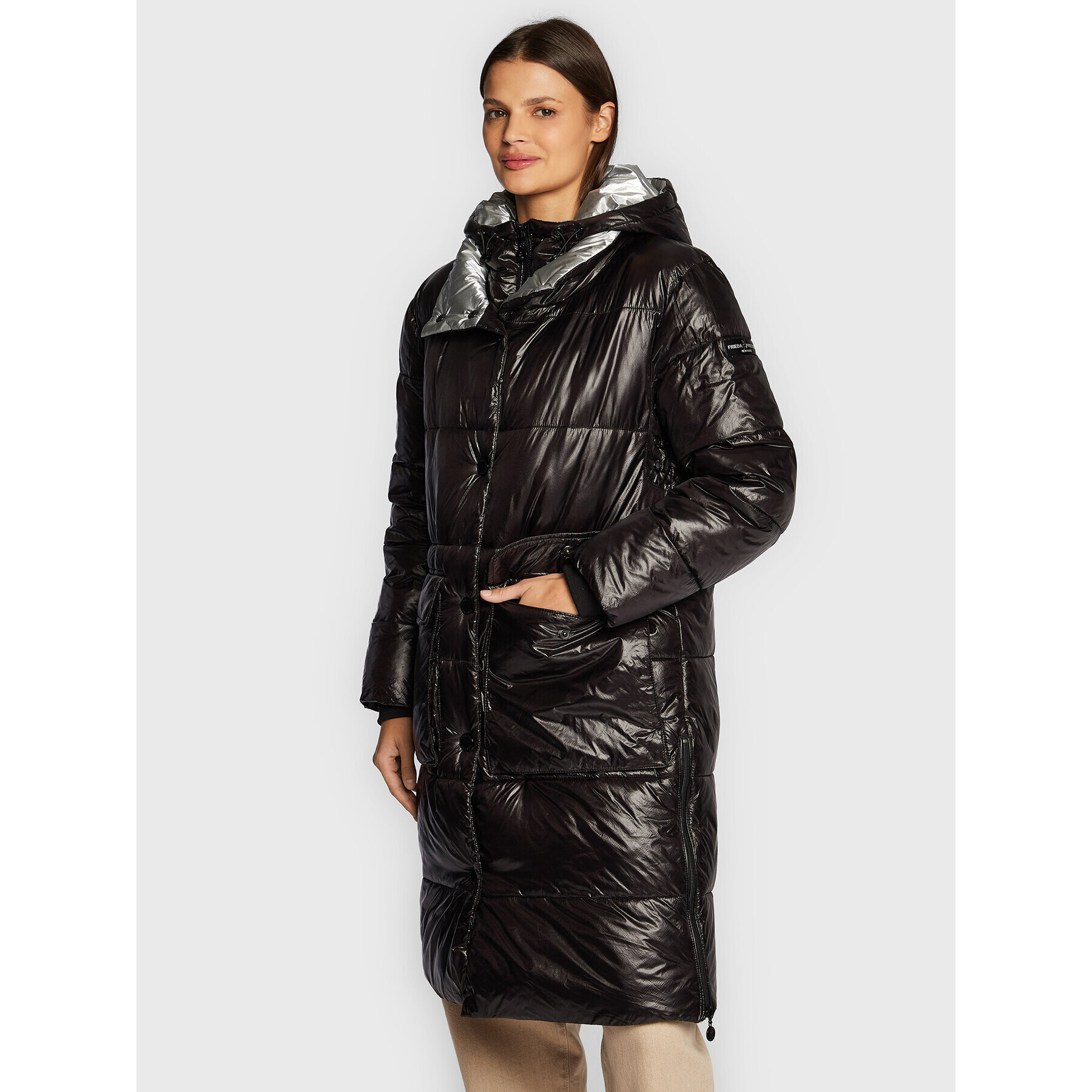Frieda & Freddies Пухено яке 8826 Черен Regular Fit - Pepit.bg