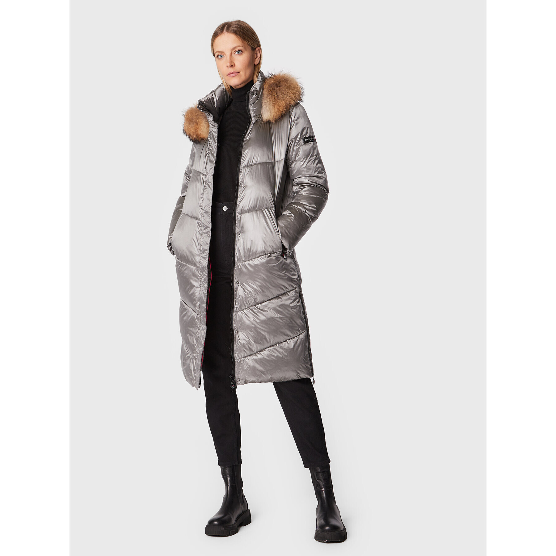 Frieda & Freddies Пухено яке 8870C Сребрист Regular Fit - Pepit.bg