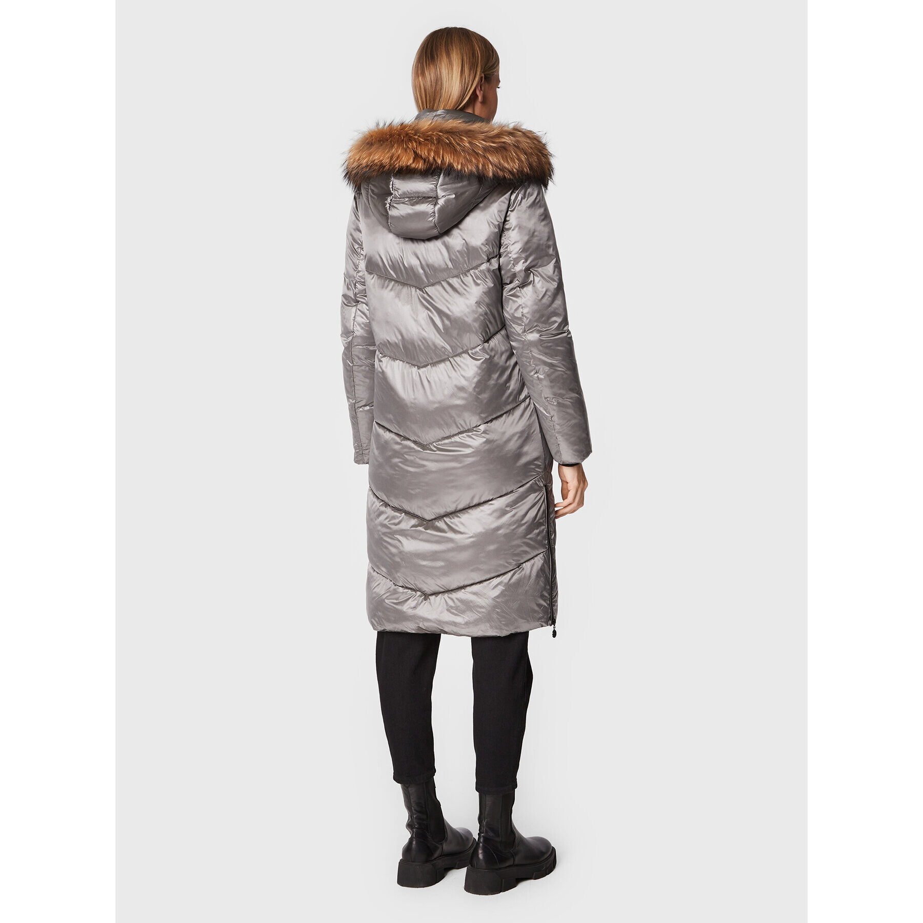 Frieda & Freddies Пухено яке 8870C Сребрист Regular Fit - Pepit.bg