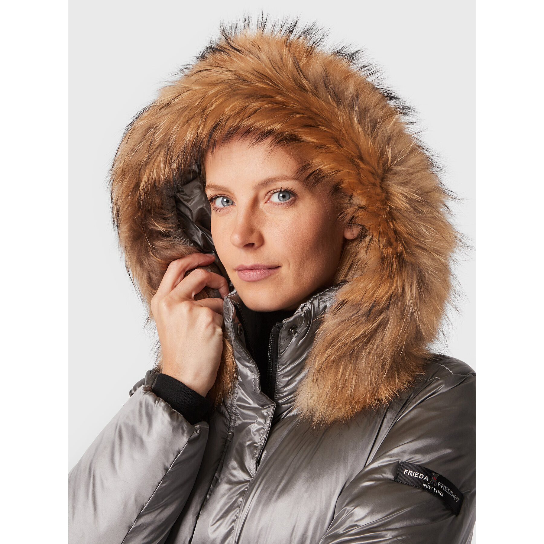 Frieda & Freddies Пухено яке 8870C Сребрист Regular Fit - Pepit.bg