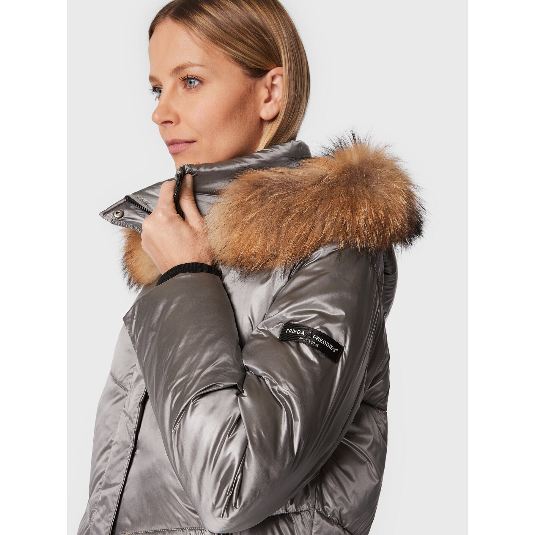 Frieda & Freddies Пухено яке 8870C Сребрист Regular Fit - Pepit.bg