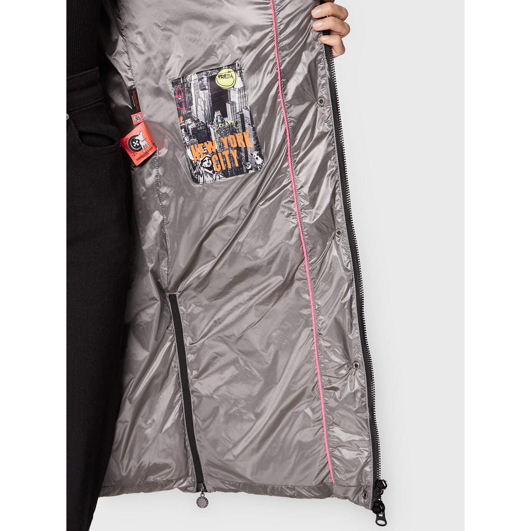 Frieda & Freddies Пухено яке 8870C Сребрист Regular Fit - Pepit.bg