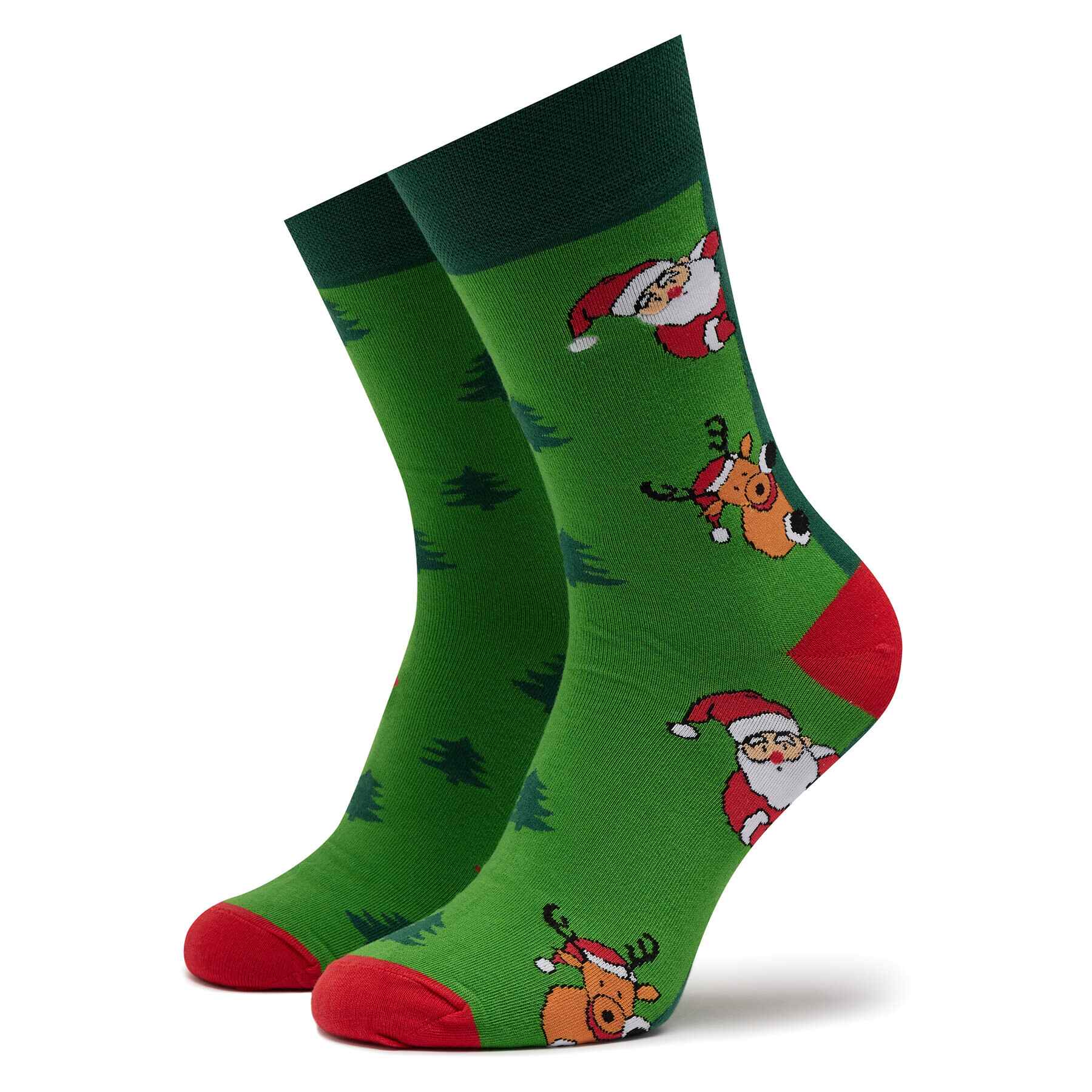 Funny Socks Дълги чорапи unisex Green Santa Claus SM1/36 Зелен - Pepit.bg