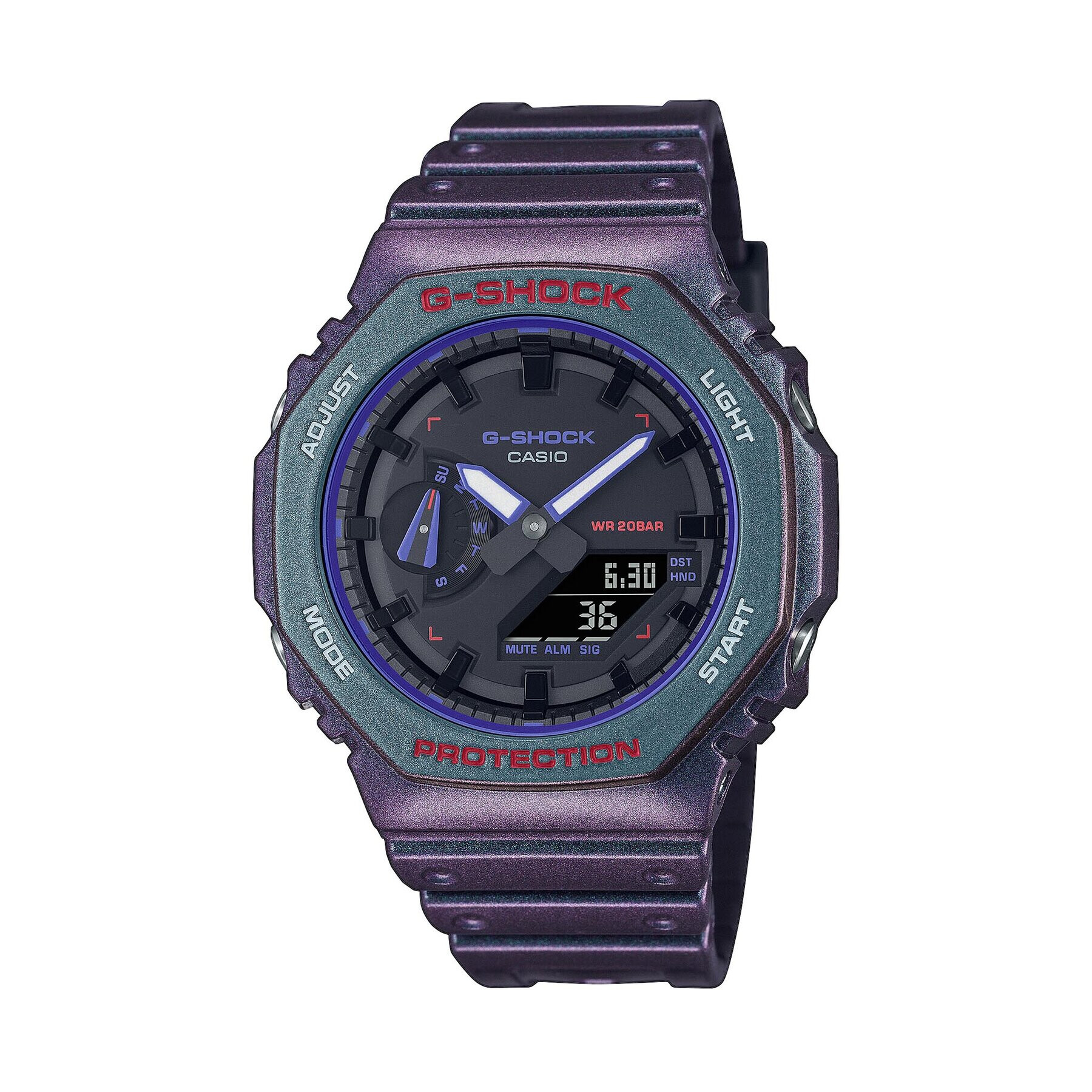 G-Shock Часовник Casio Aim High GA-2100AH-6AER Виолетов - Pepit.bg