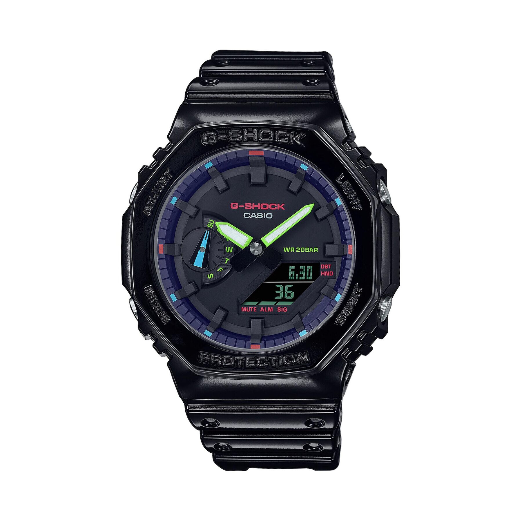 G-Shock Часовник GA-2100RGB-1AER Черен - Pepit.bg