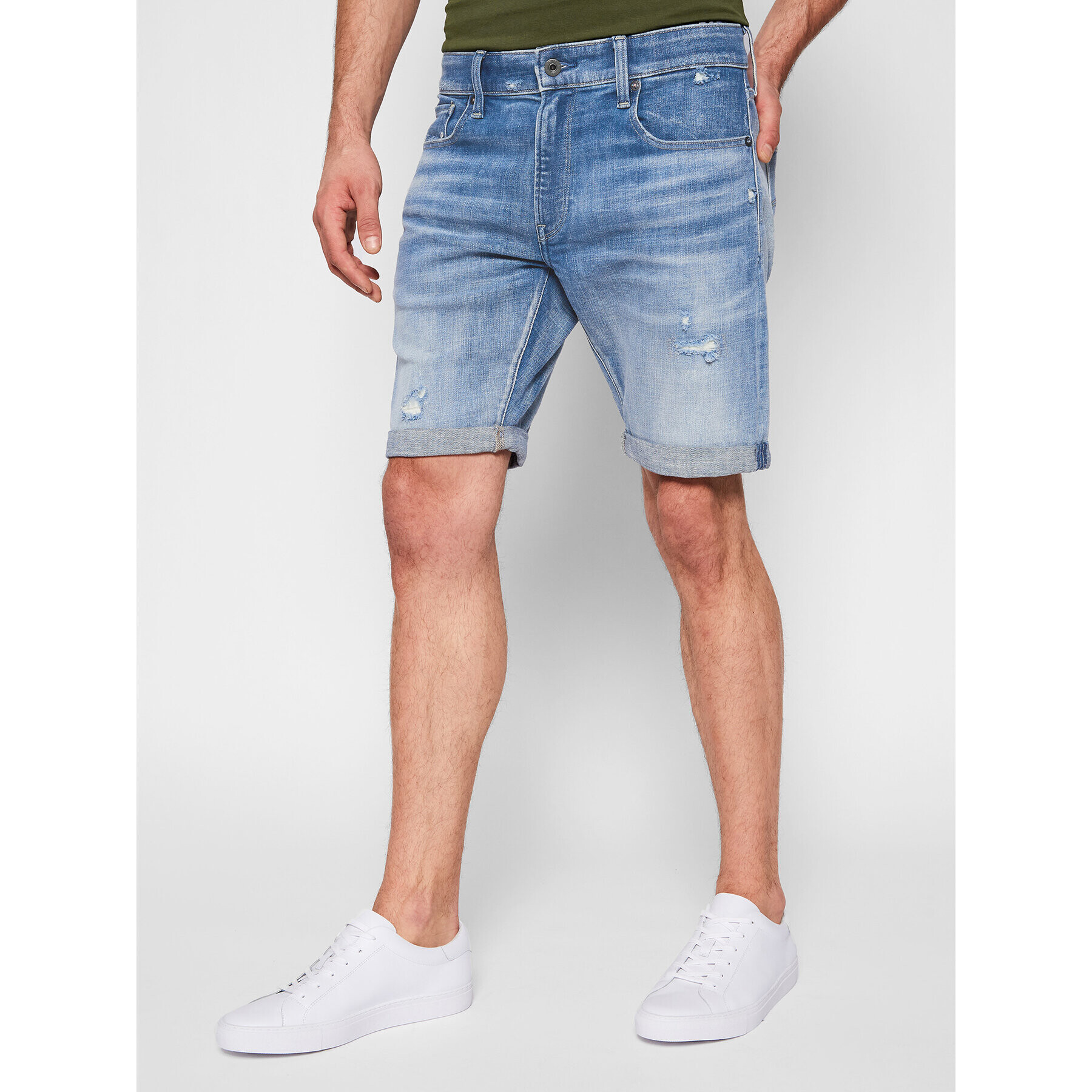 G-Star Raw Дънкови шорти 3301 D17418-C051-C278 Син Slim Fit - Pepit.bg